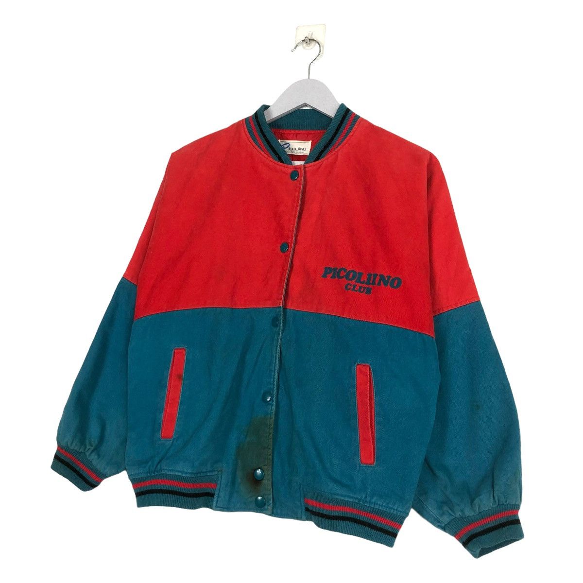 Japanese Brand × Vintage 💥80s PICOLIINO CLUB BUTTON BOMBER VARSITY JACKET Size US XS / EU 42 / 0 - 5 Thumbnail