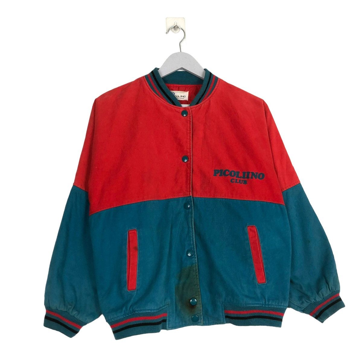 Japanese Brand × Vintage 💥80s PICOLIINO CLUB BUTTON BOMBER VARSITY JACKET Size US XS / EU 42 / 0 - 6 Thumbnail