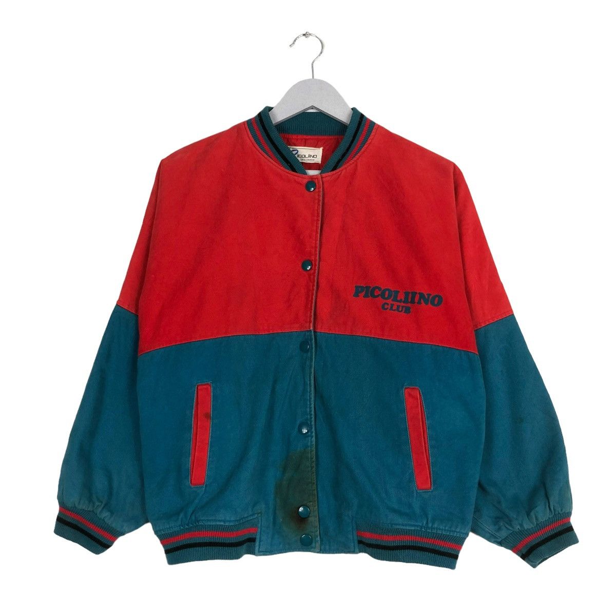 Japanese Brand × Vintage 💥80s PICOLIINO CLUB BUTTON BOMBER VARSITY JACKET Size US XS / EU 42 / 0 - 4 Thumbnail