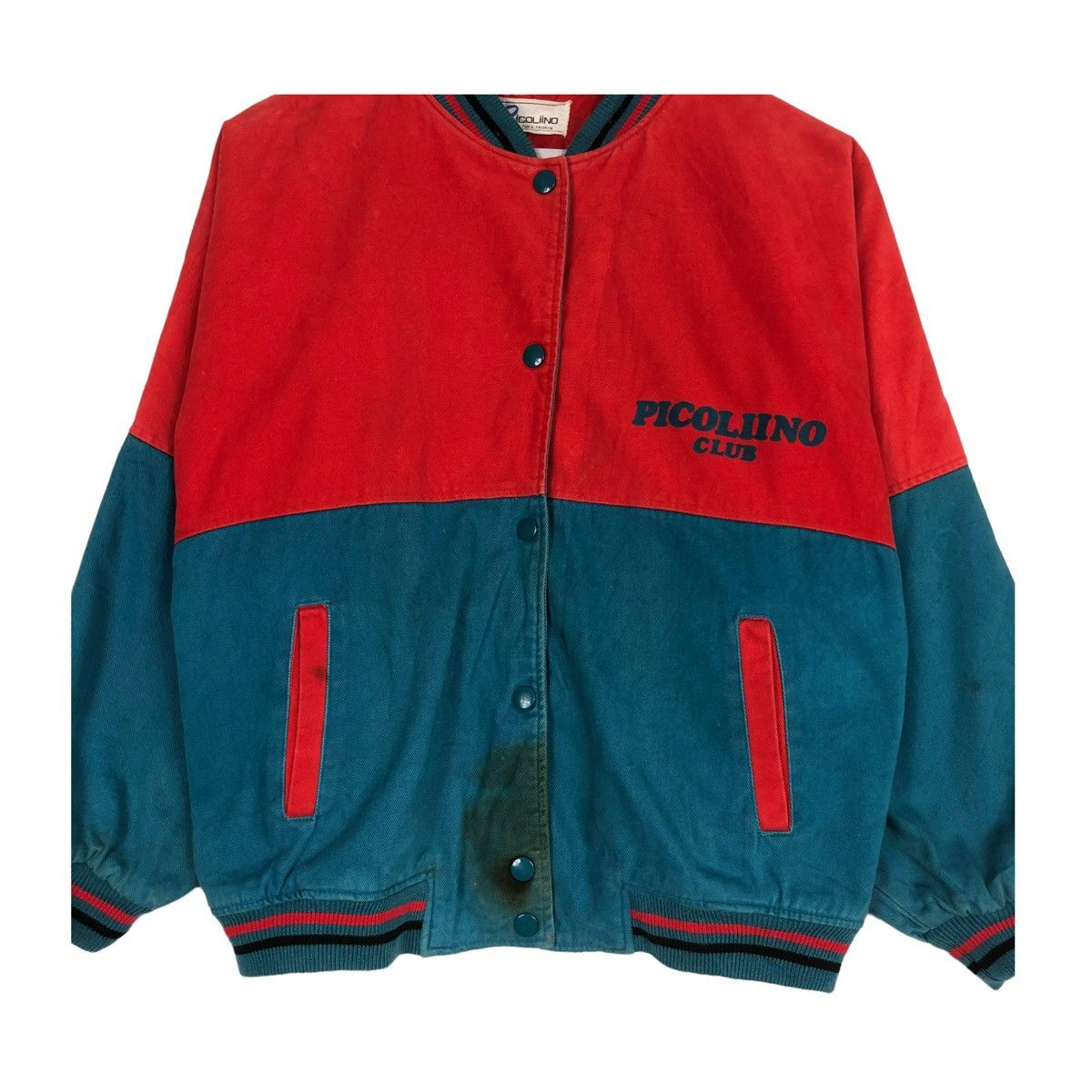 Japanese Brand × Vintage 💥80s PICOLIINO CLUB BUTTON BOMBER VARSITY JACKET Size US XS / EU 42 / 0 - 8 Thumbnail