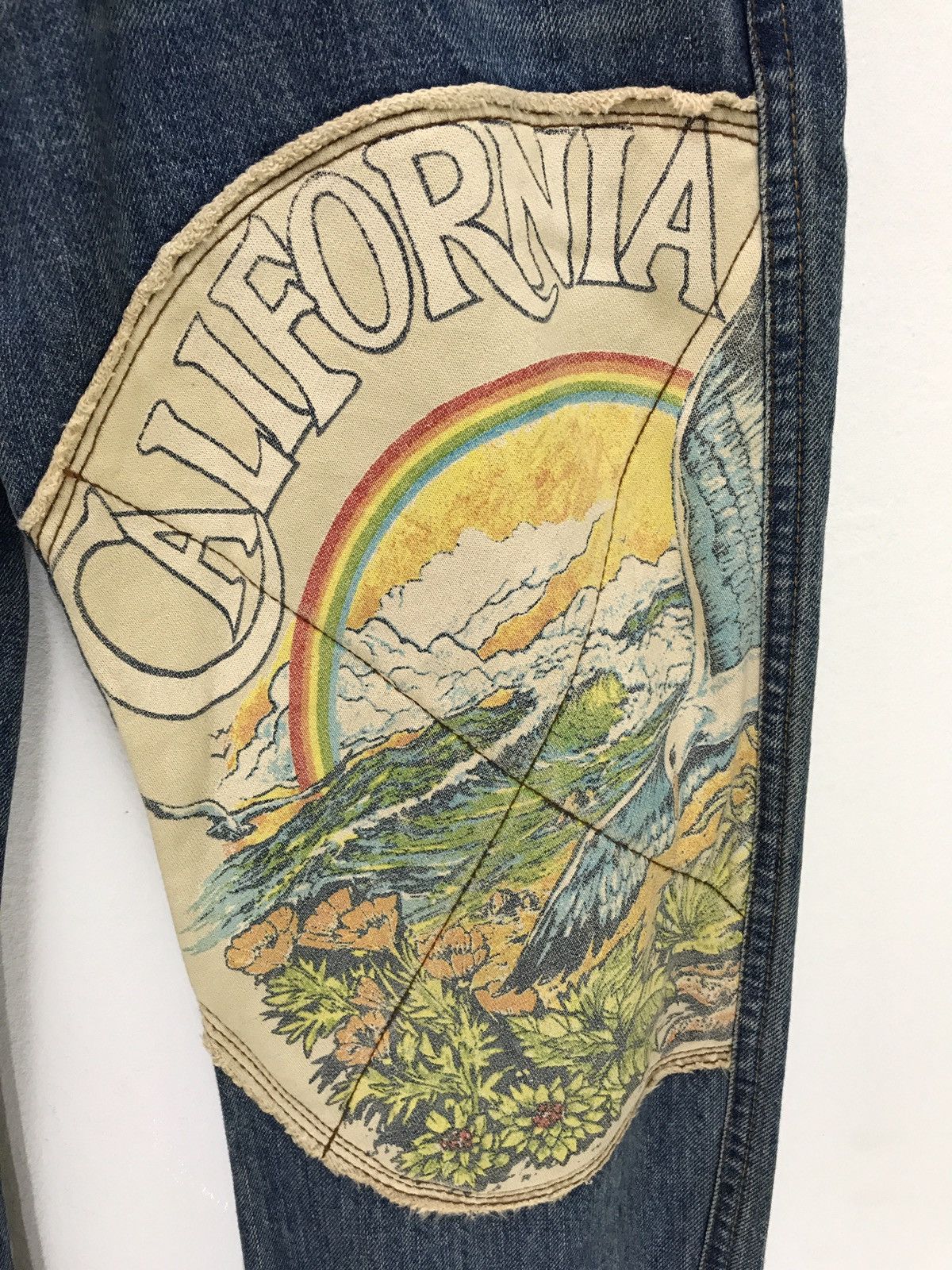Japanese Brand Jean Nassaus California Patchwork Denim Pant Regular Size US 31 - 4 Thumbnail