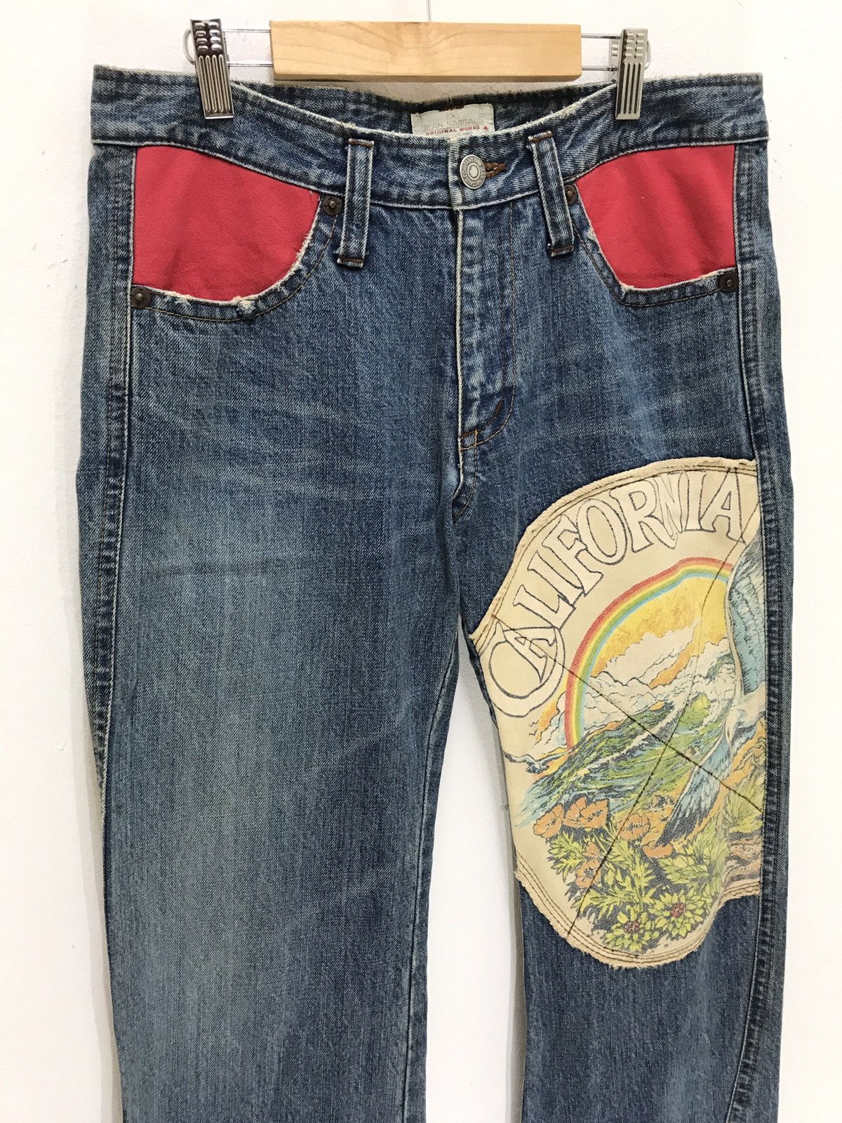 Japanese Brand Jean Nassaus California Patchwork Denim Pant Regular Size US 31 - 3 Thumbnail