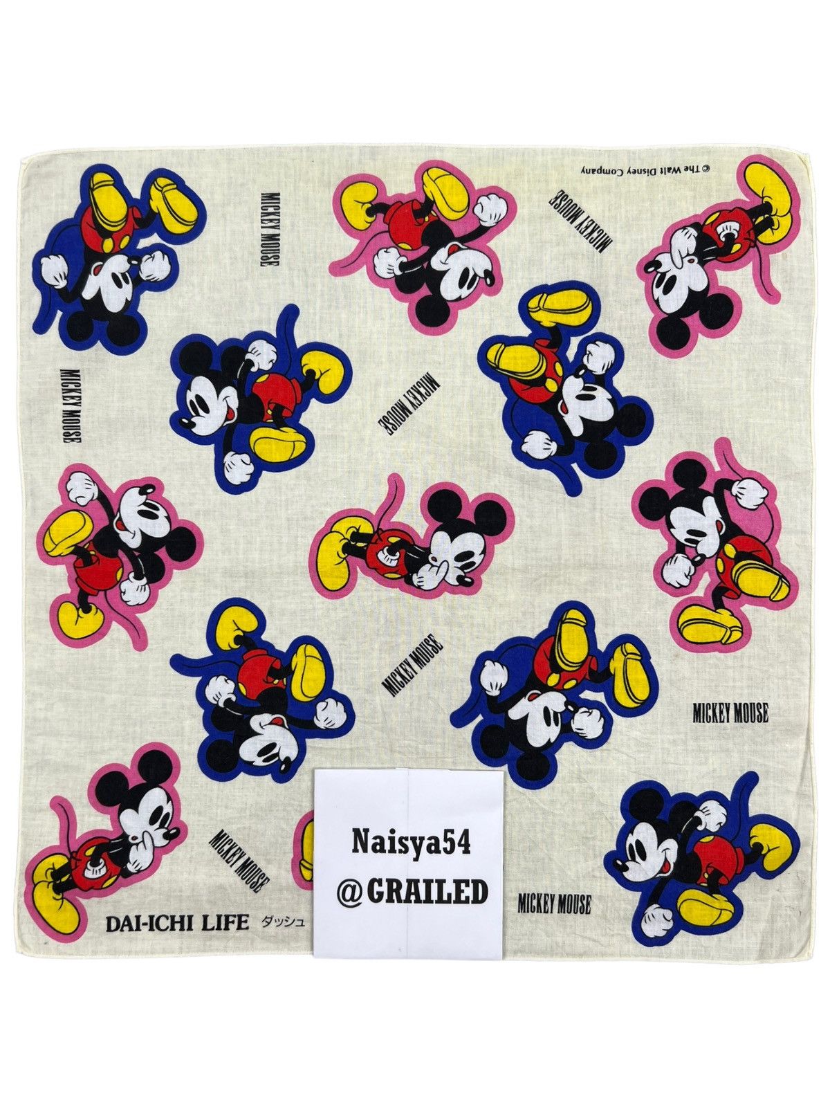 Disney Mickey Mouse Handkerchief Neckerchief Bandana Pocketsquare Size ONE SIZE - 6 Thumbnail