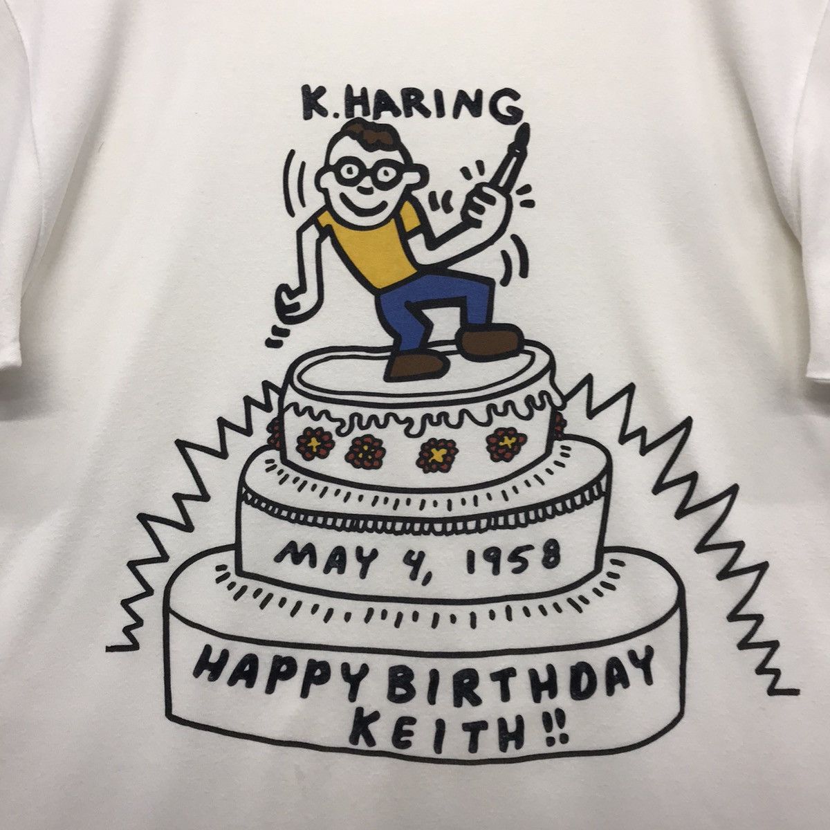 Andy Warhol × Uniqlo *Rare!! Keith Haring Birthday Cake Graphic Tee Size US L / EU 52-54 / 3 - 8 Thumbnail