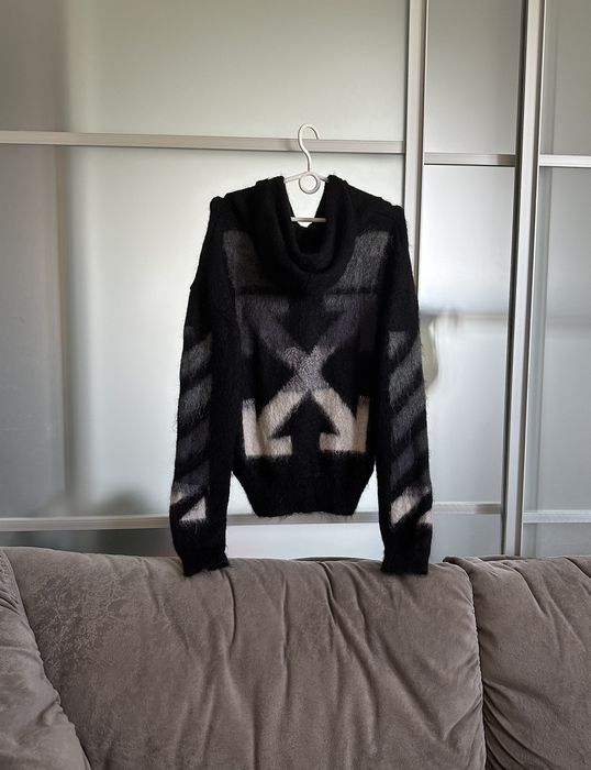 Off White Off white mohair zip hoodie Grailed