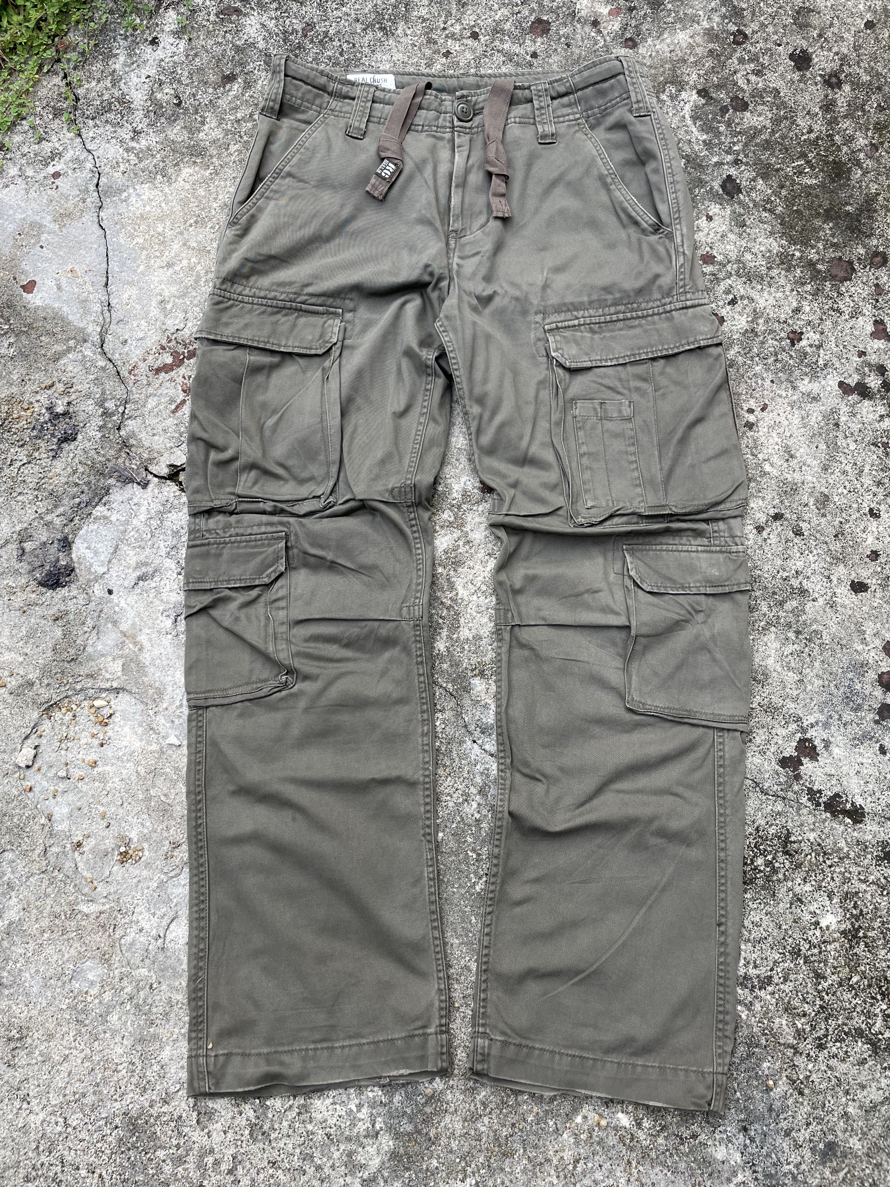 image of Vintage Real Crush Grey Cargo Pants Multi Pocket Pants, Men's (Size 33)