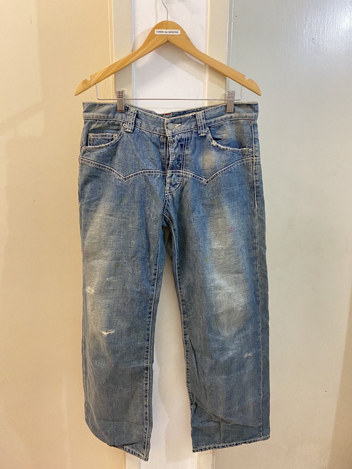 Issey Miyake 🔥🔥💰💰Sunao kuwahara Denim cropped jeans men Size US 33 - 1 Thumbnail