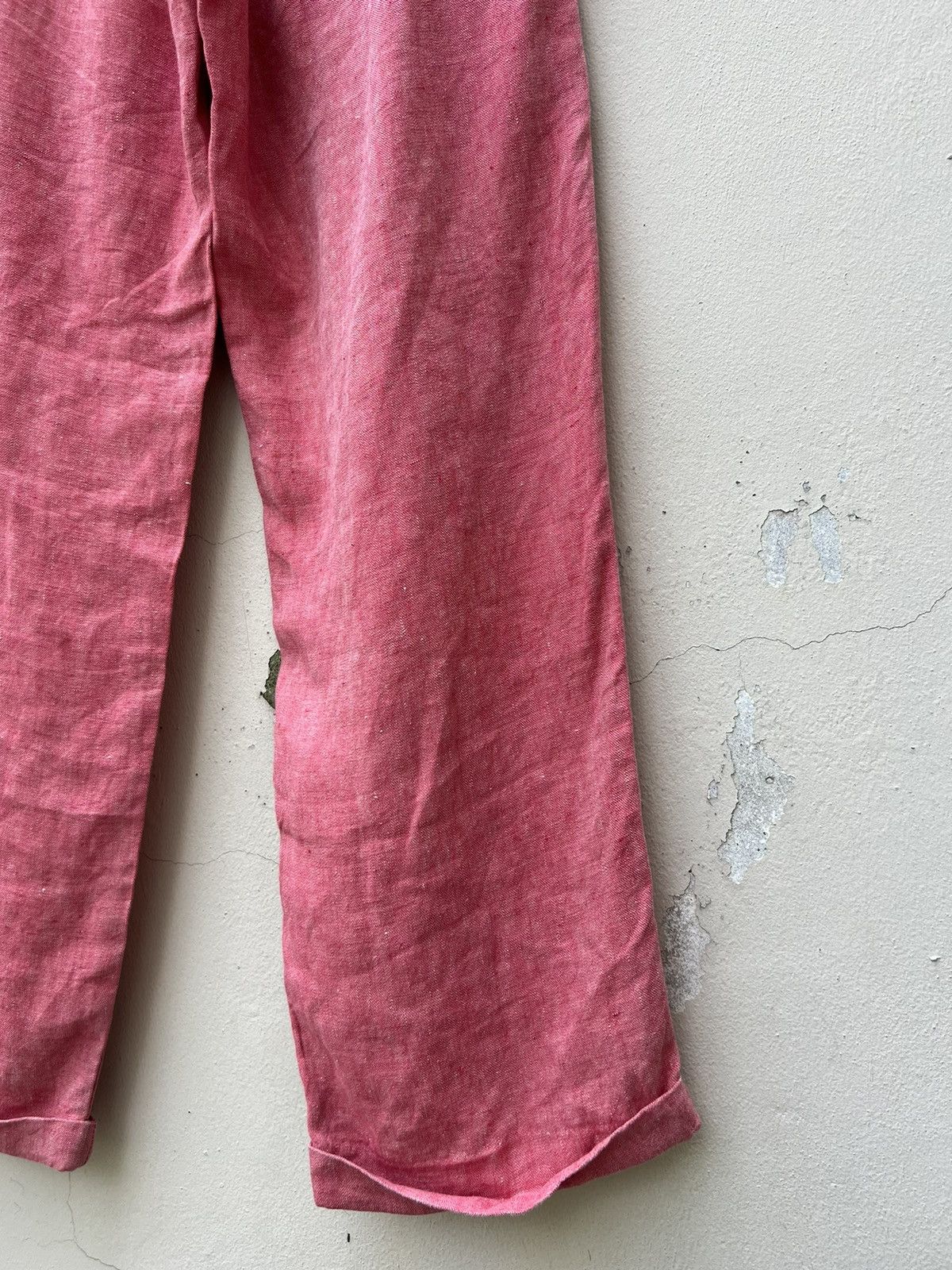 Mademoiselle Non Non Papas Japan “ Special “ Pink Linen Trouser Pant Size US 31 - 14 Thumbnail