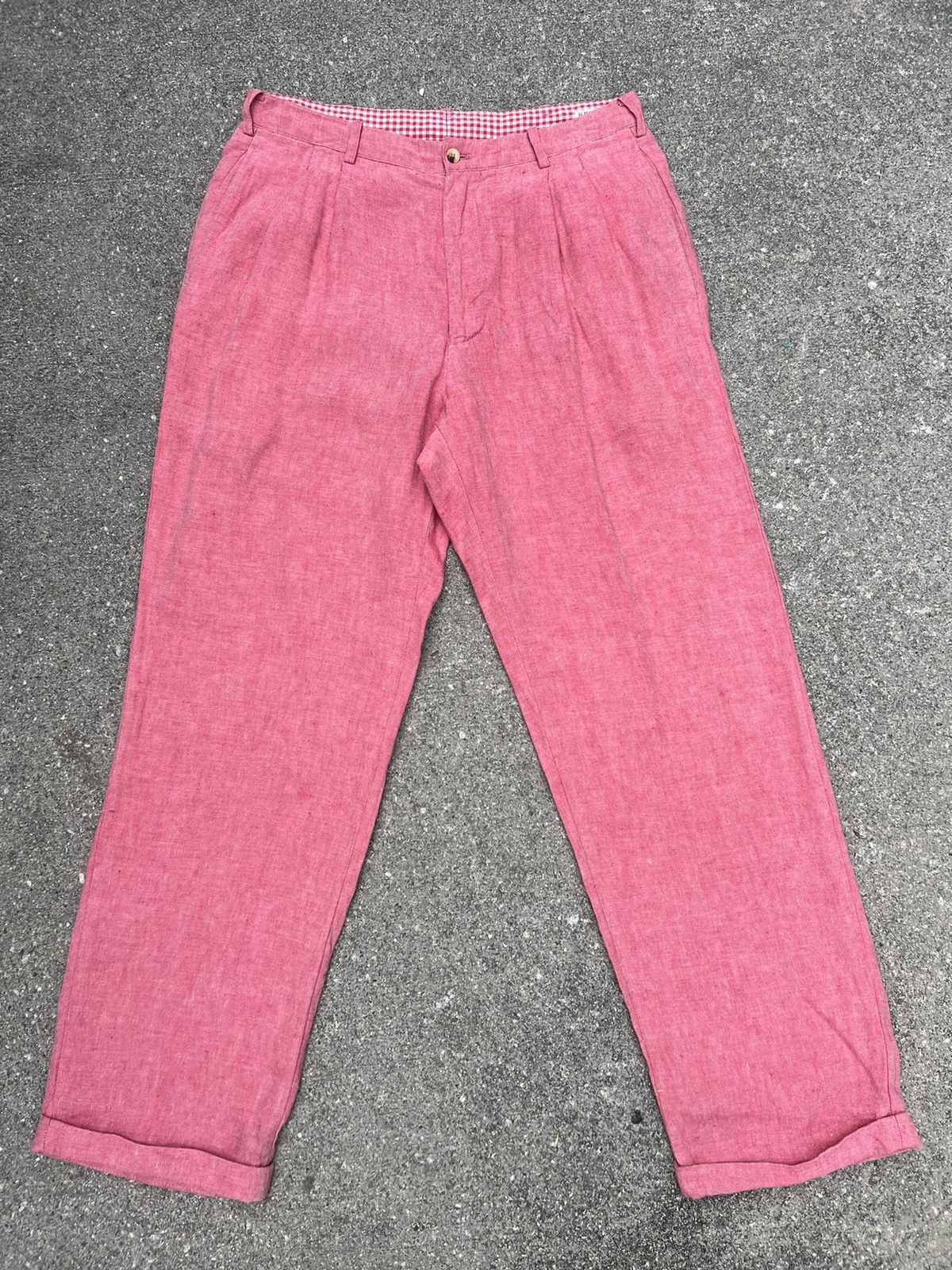 Mademoiselle Non Non Papas Japan “ Special “ Pink Linen Trouser Pant Size US 31 - 19 Thumbnail