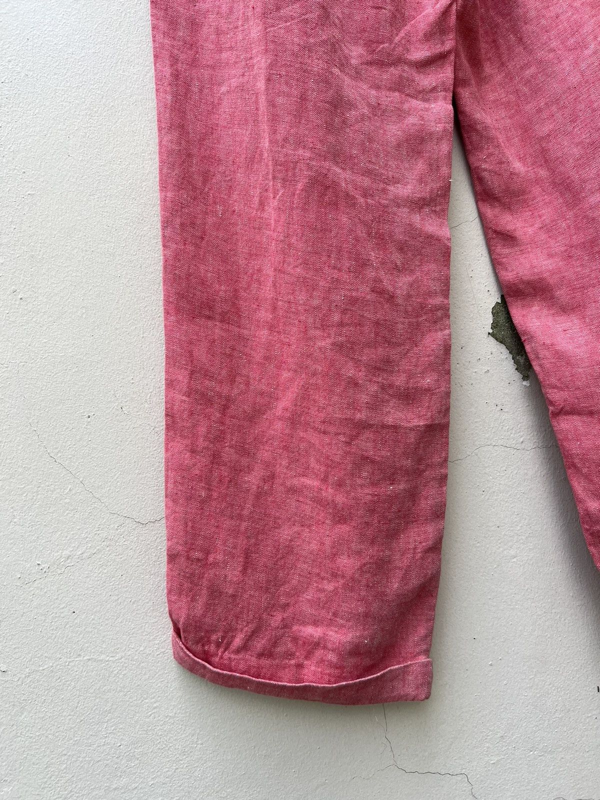 Mademoiselle Non Non Papas Japan “ Special “ Pink Linen Trouser Pant Size US 31 - 11 Thumbnail