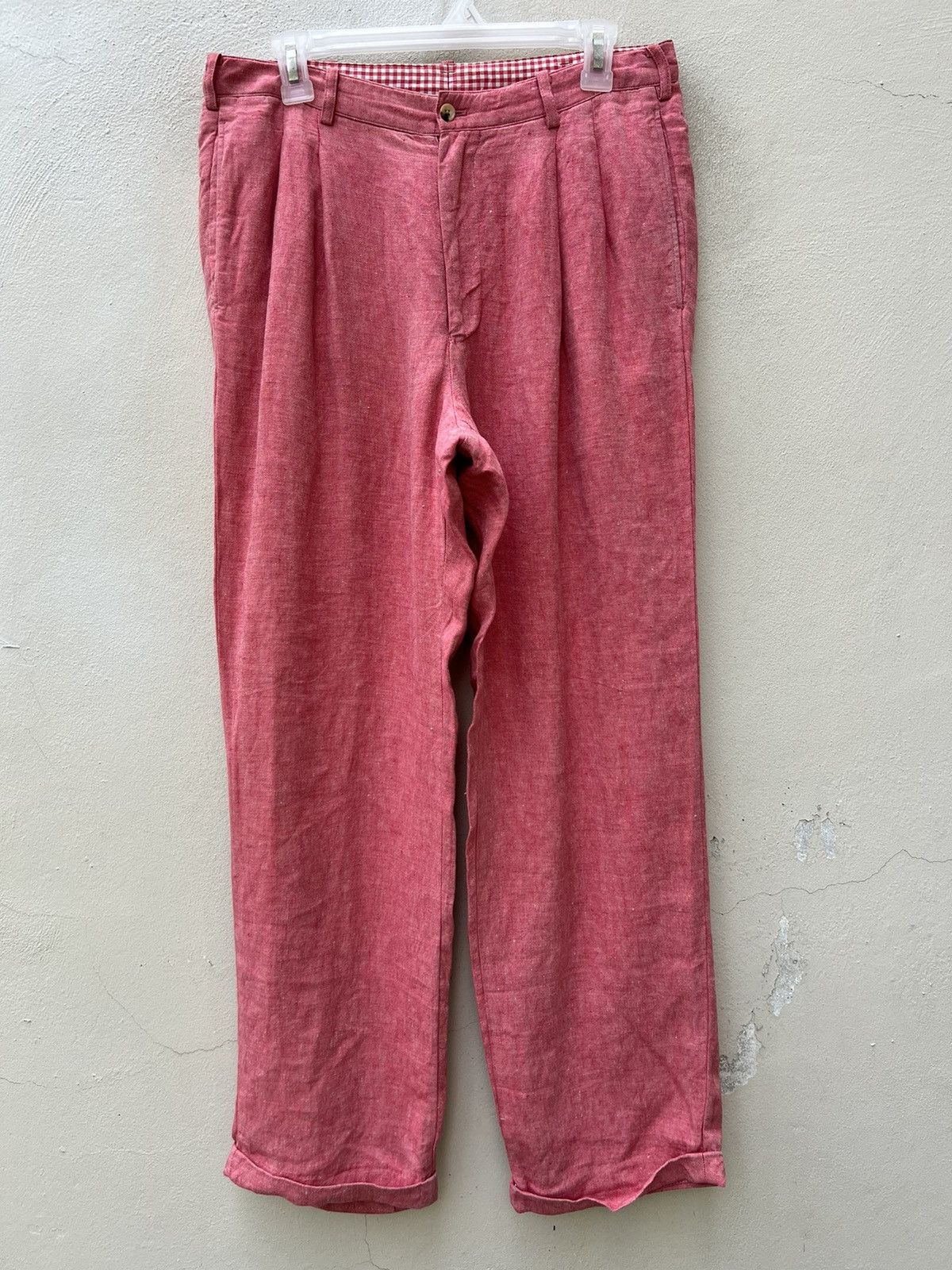 Mademoiselle Non Non Papas Japan “ Special “ Pink Linen Trouser Pant Size US 31 - 1 Thumbnail
