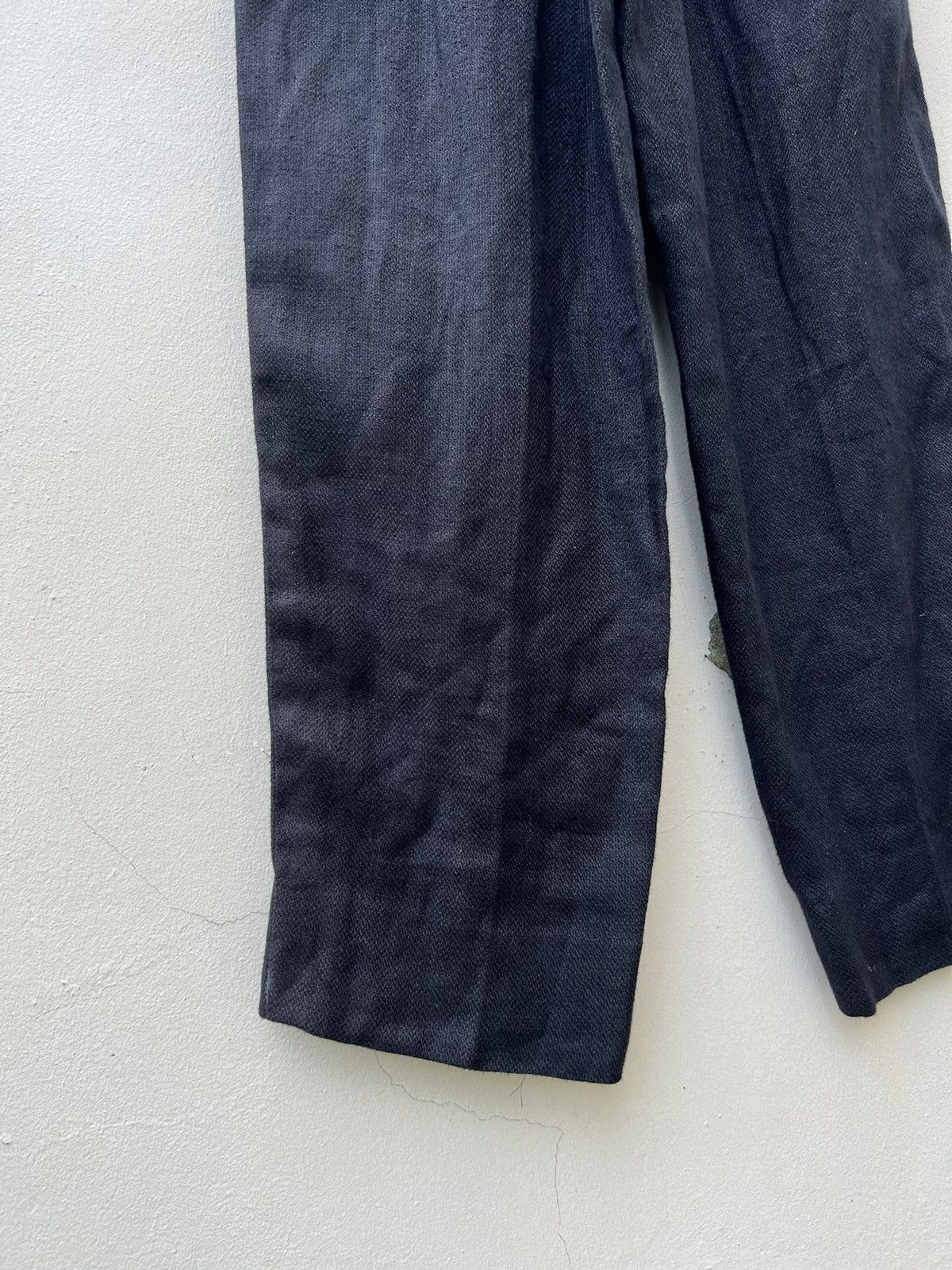 Japanese Brand × Mademoiselle Non Non × Vintage Vintage Papas Japan Thick Black Linen Trouser Pant Size US 29 - 12 Thumbnail