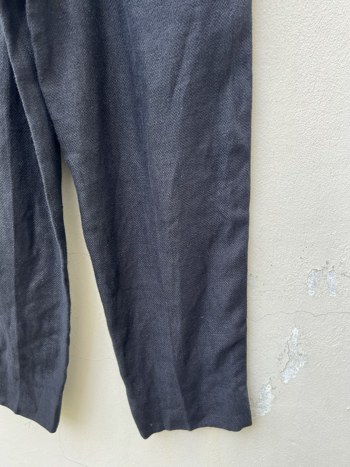 Japanese Brand × Mademoiselle Non Non × Vintage Vintage Papas Japan Thick Black Linen Trouser Pant Size US 29 - 15 Thumbnail