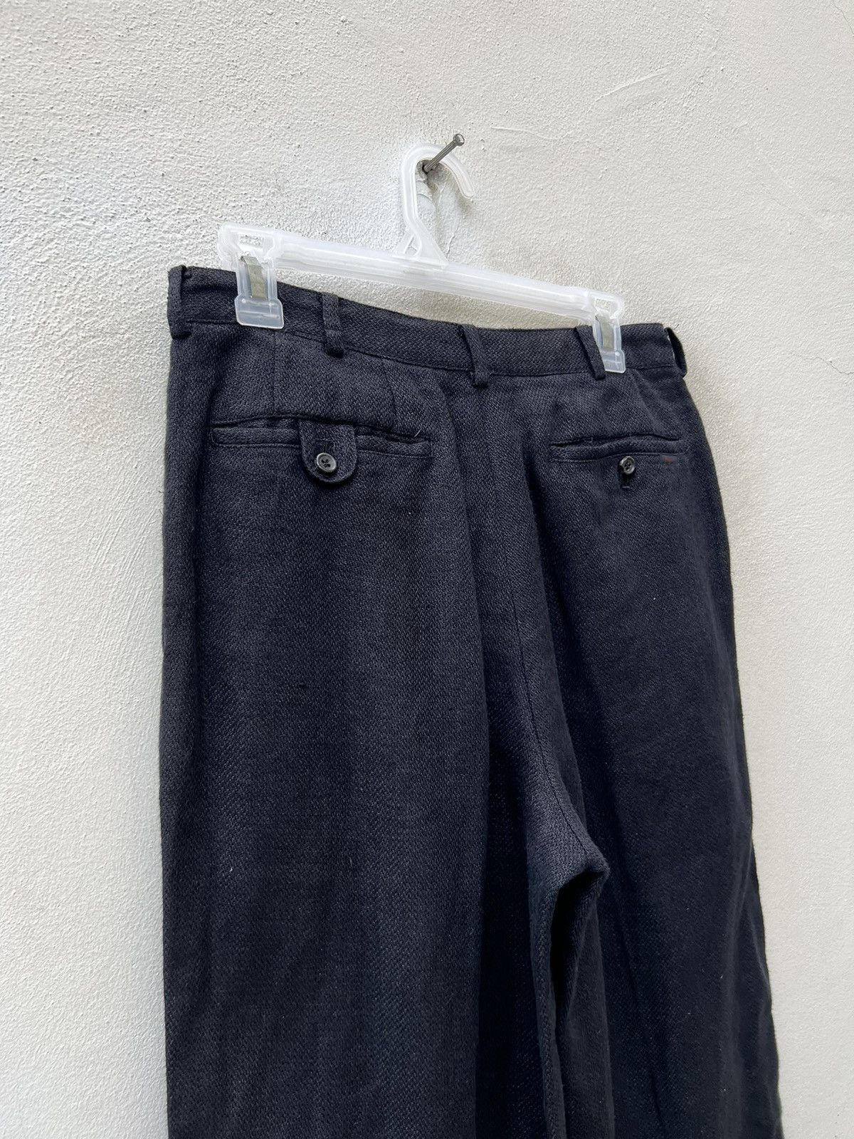 Japanese Brand × Mademoiselle Non Non × Vintage Vintage Papas Japan Thick Black Linen Trouser Pant Size US 29 - 11 Thumbnail