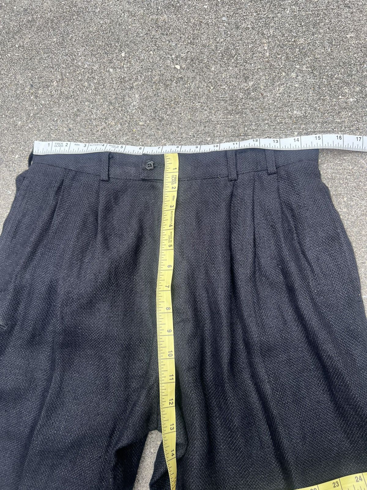 Japanese Brand × Mademoiselle Non Non × Vintage Vintage Papas Japan Thick Black Linen Trouser Pant Size US 29 - 20 Thumbnail