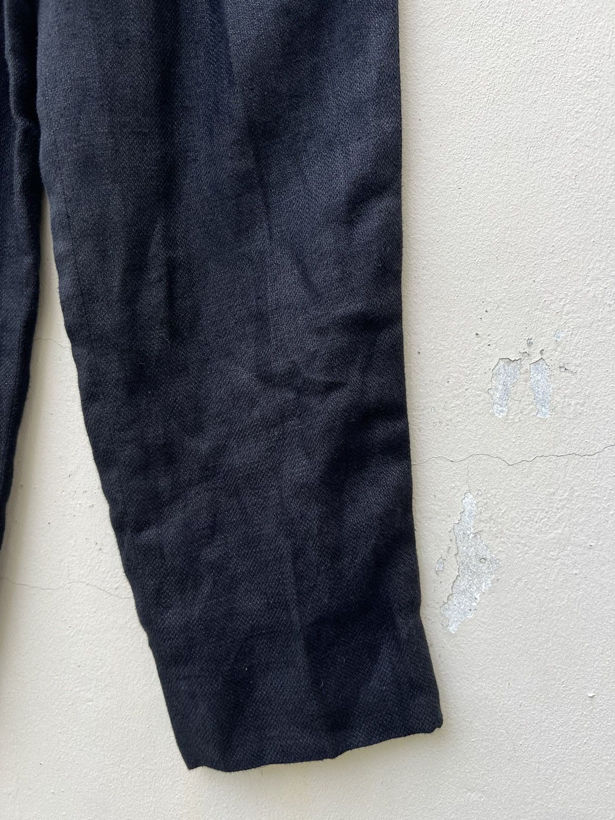 Japanese Brand × Mademoiselle Non Non × Vintage Vintage Papas Japan Thick Black Linen Trouser Pant Size US 29 - 9 Thumbnail