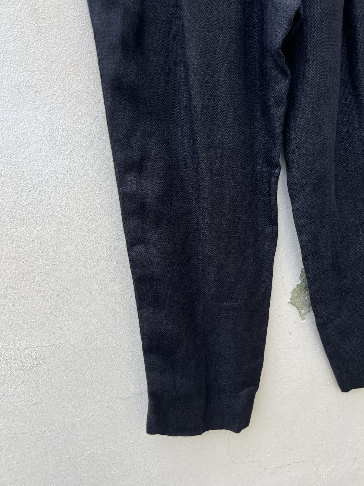 Japanese Brand × Mademoiselle Non Non × Vintage Vintage Papas Japan Thick Black Linen Trouser Pant Size US 29 - 6 Thumbnail