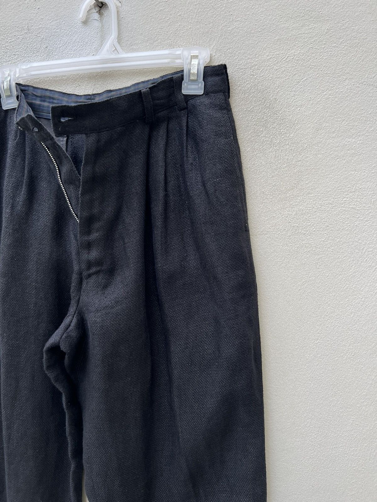 Japanese Brand × Mademoiselle Non Non × Vintage Vintage Papas Japan Thick Black Linen Trouser Pant Size US 29 - 8 Thumbnail