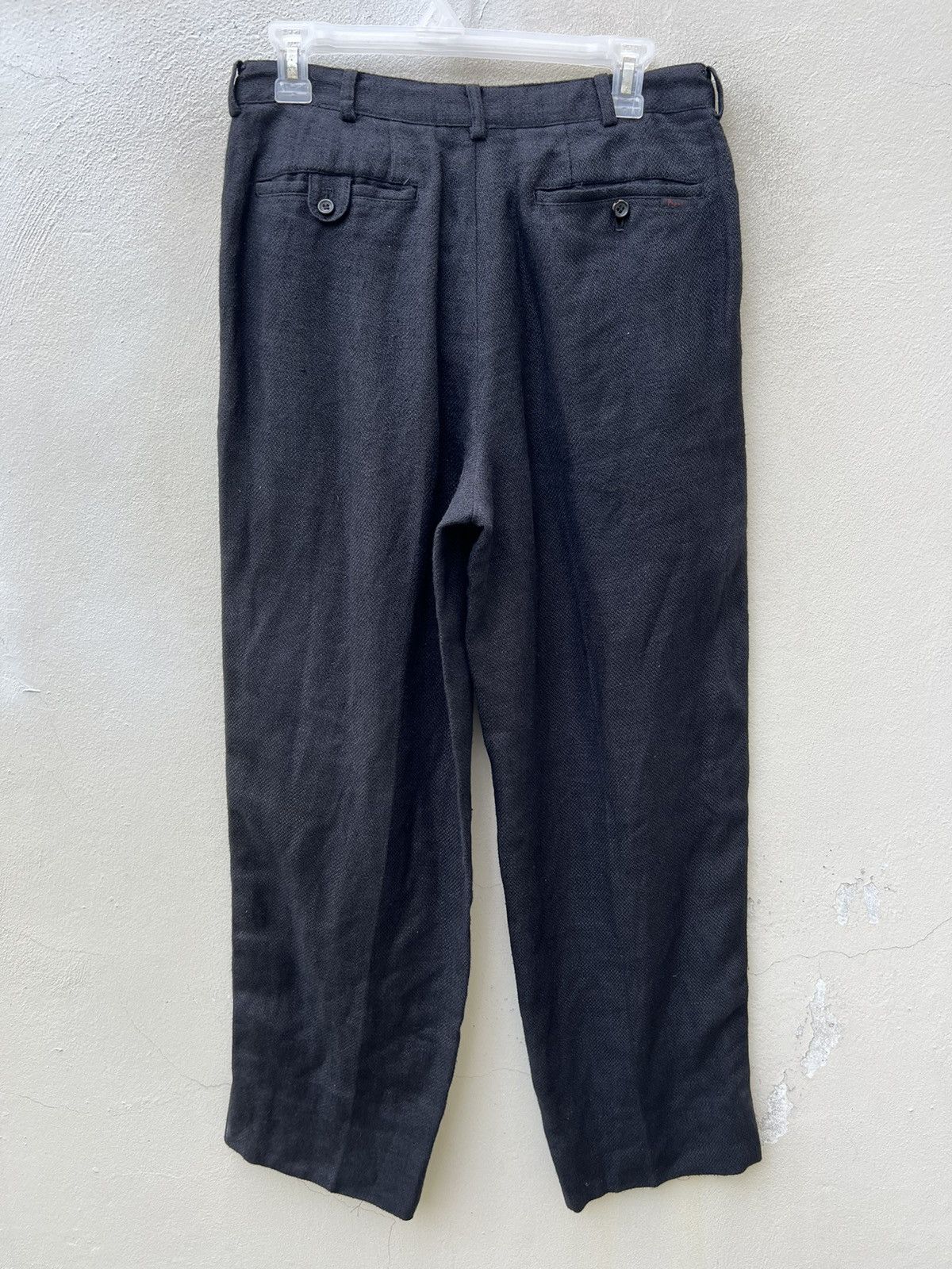 Japanese Brand × Mademoiselle Non Non × Vintage Vintage Papas Japan Thick Black Linen Trouser Pant Size US 29 - 10 Thumbnail