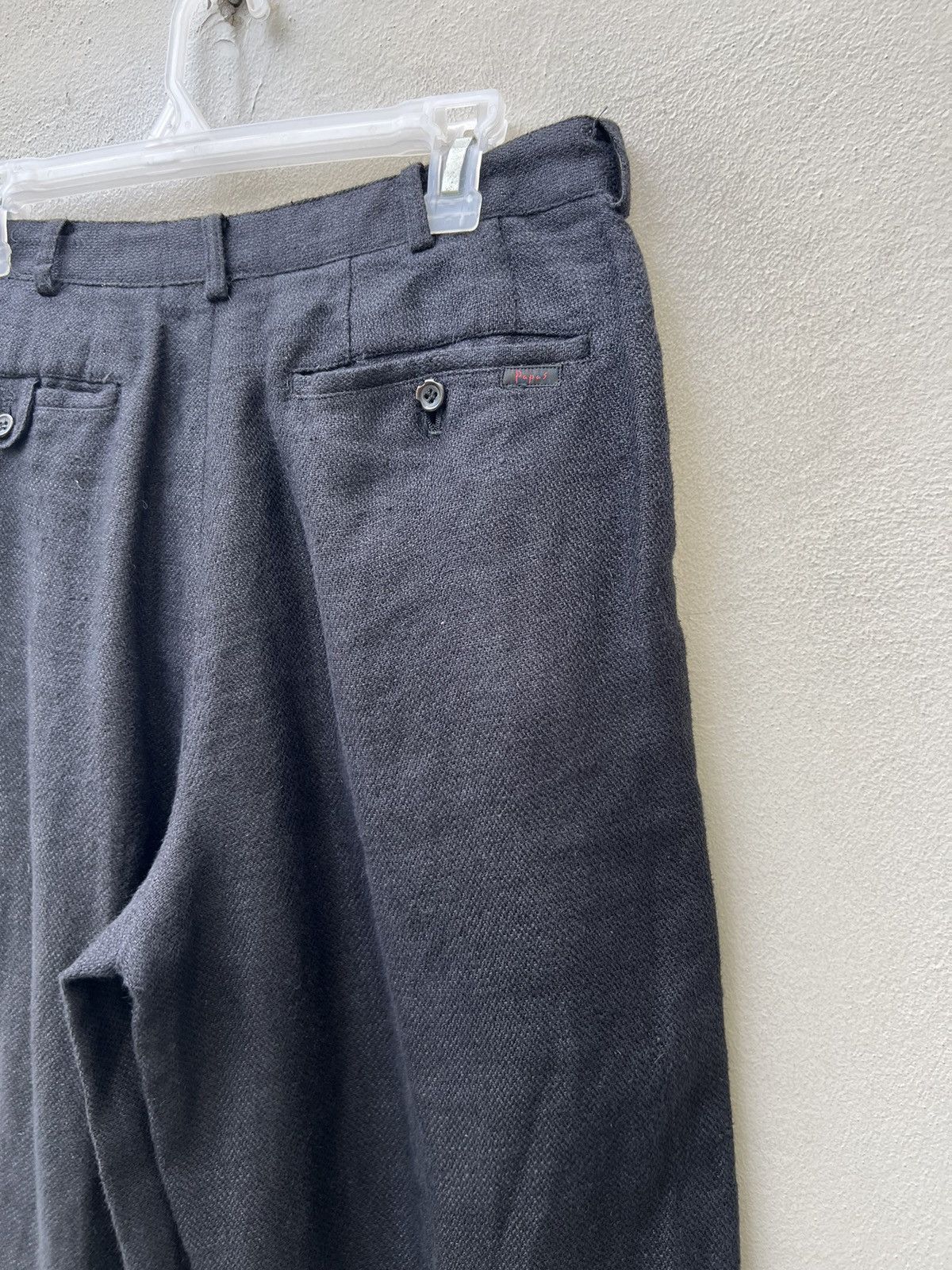 Japanese Brand × Mademoiselle Non Non × Vintage Vintage Papas Japan Thick Black Linen Trouser Pant Size US 29 - 13 Thumbnail