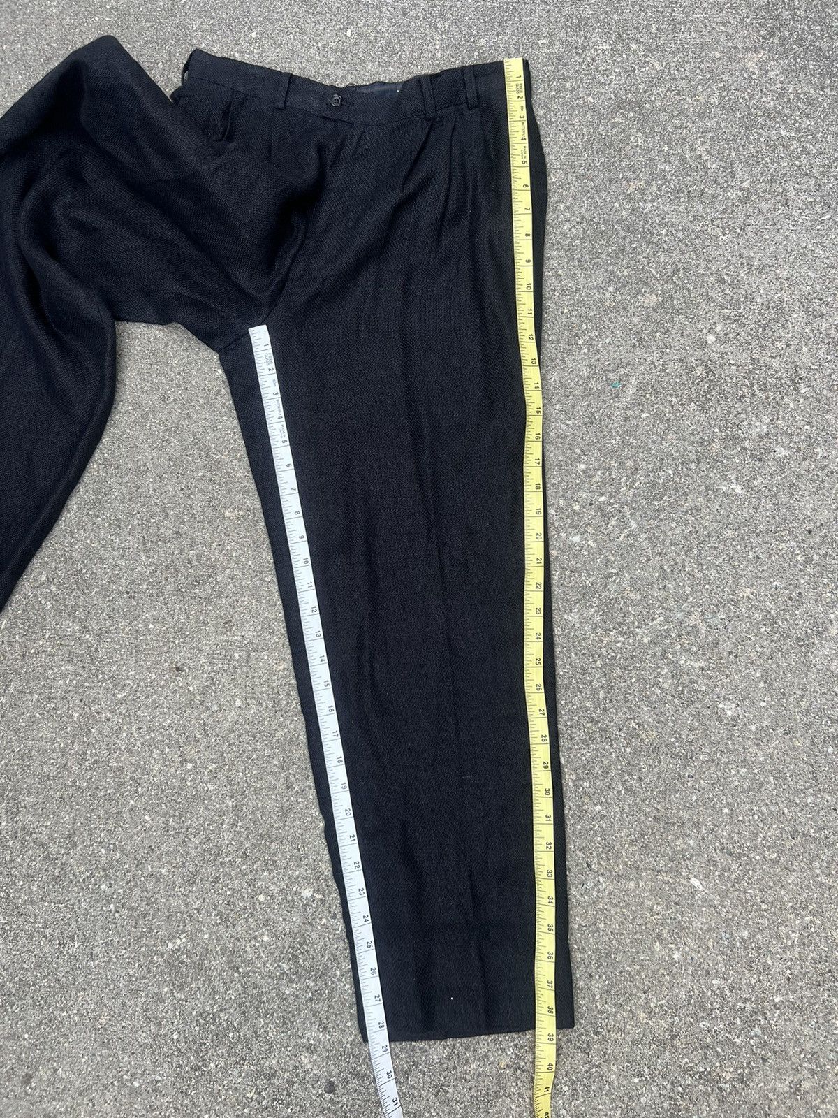 Japanese Brand × Mademoiselle Non Non × Vintage Vintage Papas Japan Thick Black Linen Trouser Pant Size US 29 - 22 Thumbnail