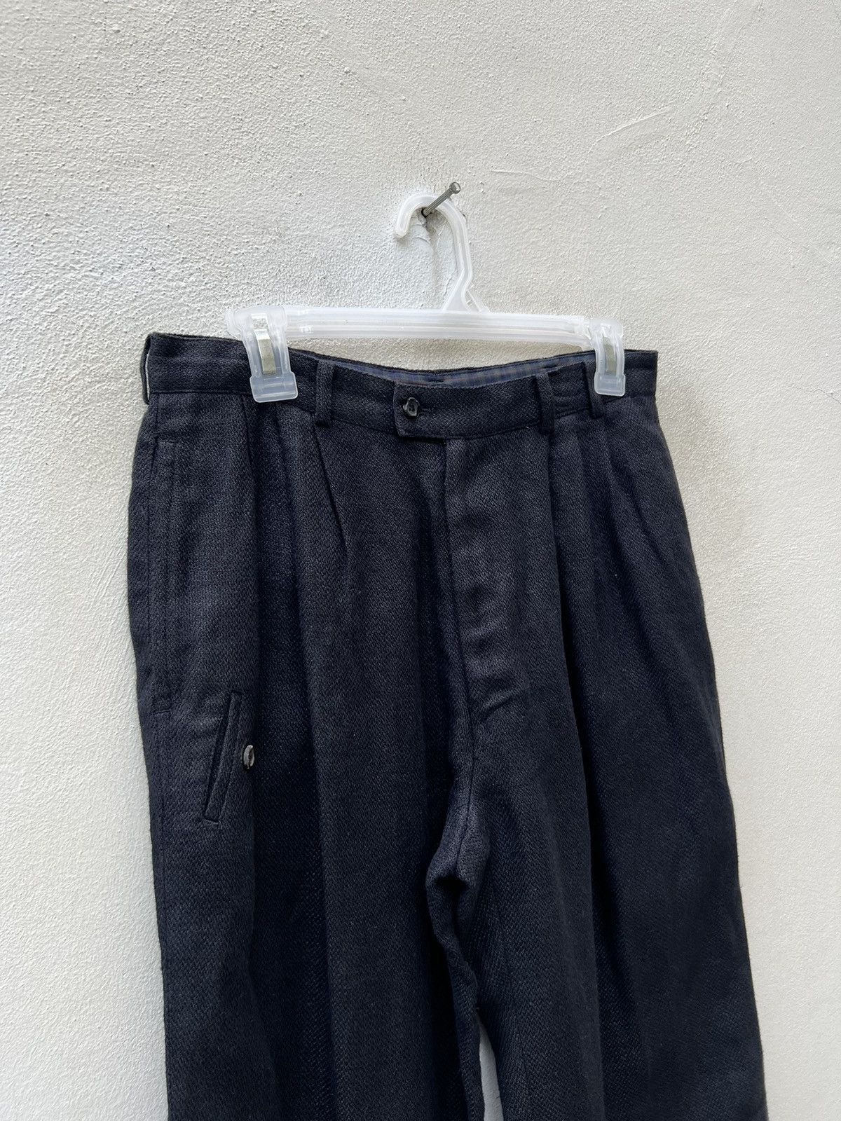 Japanese Brand × Mademoiselle Non Non × Vintage Vintage Papas Japan Thick Black Linen Trouser Pant Size US 29 - 2 Thumbnail