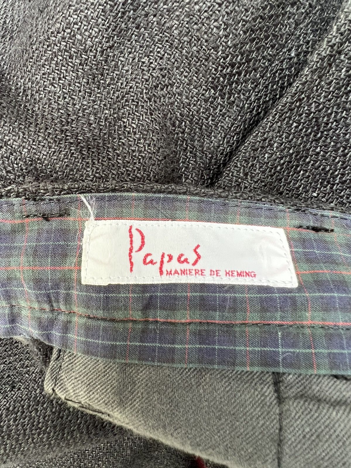 Japanese Brand × Mademoiselle Non Non × Vintage Vintage Papas Japan Thick Black Linen Trouser Pant Size US 29 - 16 Thumbnail