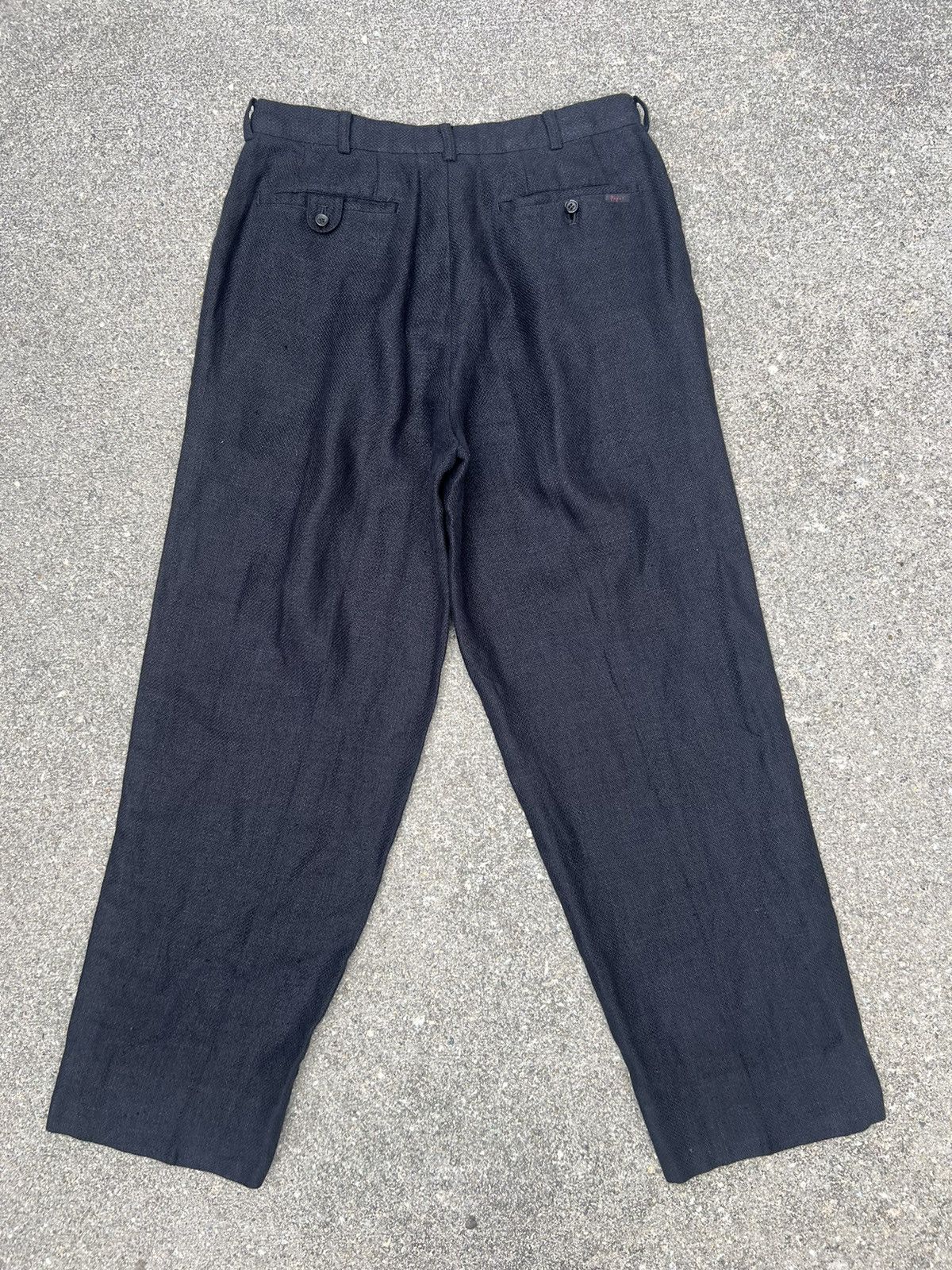 Japanese Brand × Mademoiselle Non Non × Vintage Vintage Papas Japan Thick Black Linen Trouser Pant Size US 29 - 23 Thumbnail