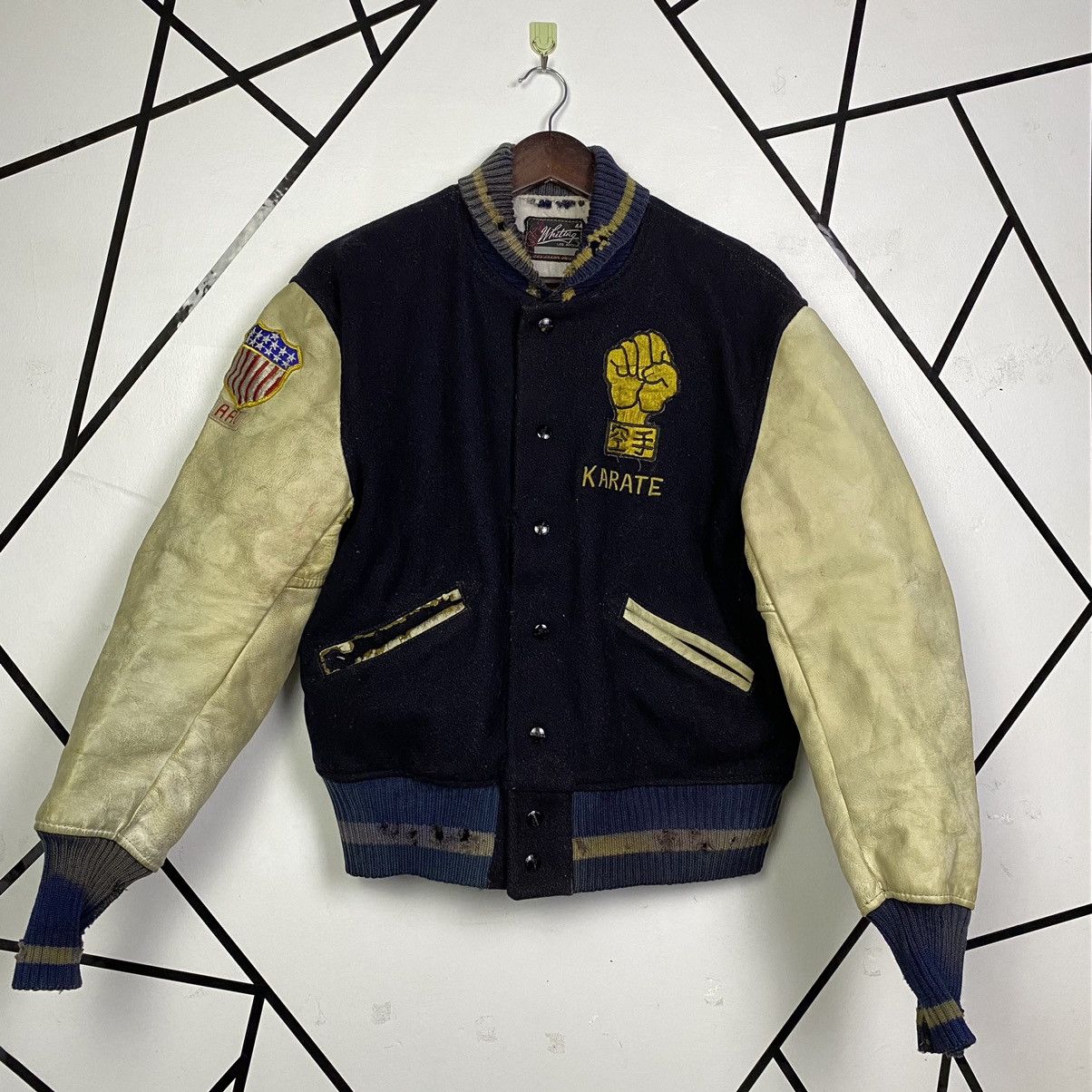 Vintage Vintage 60s Karate Varsity Sleeve Leather Distressed Size US M / EU 48-50 / 2 - 1 Thumbnail