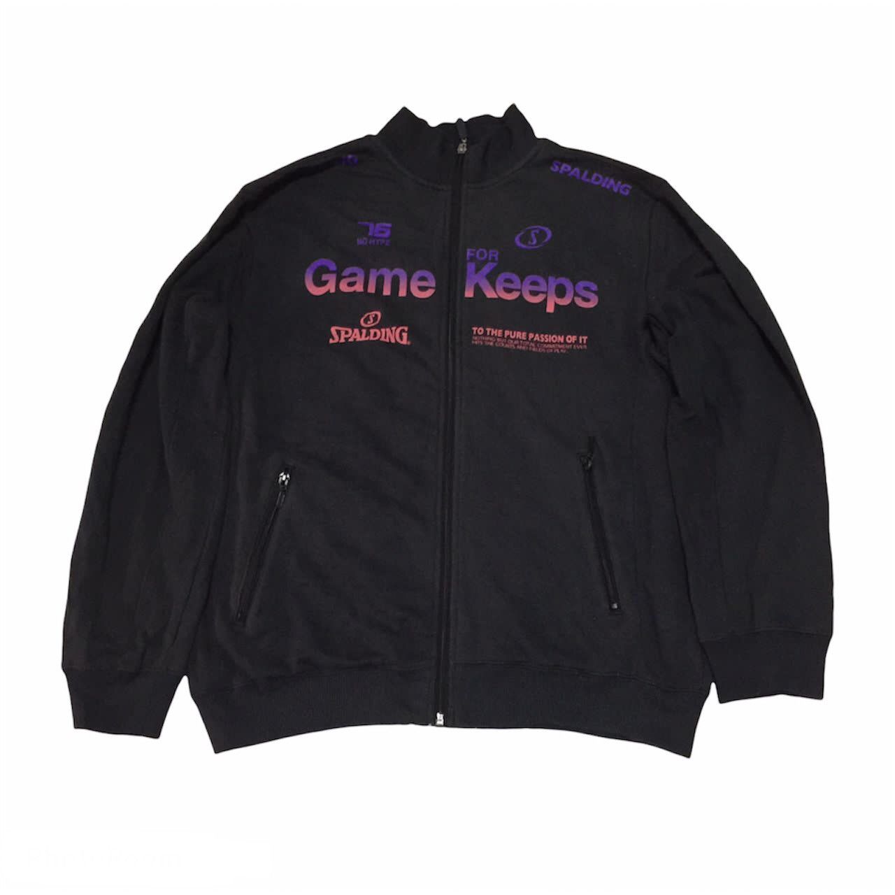 image of Nice Printed Spalding Zipper Sweater Jacket, Men's (Size Large)