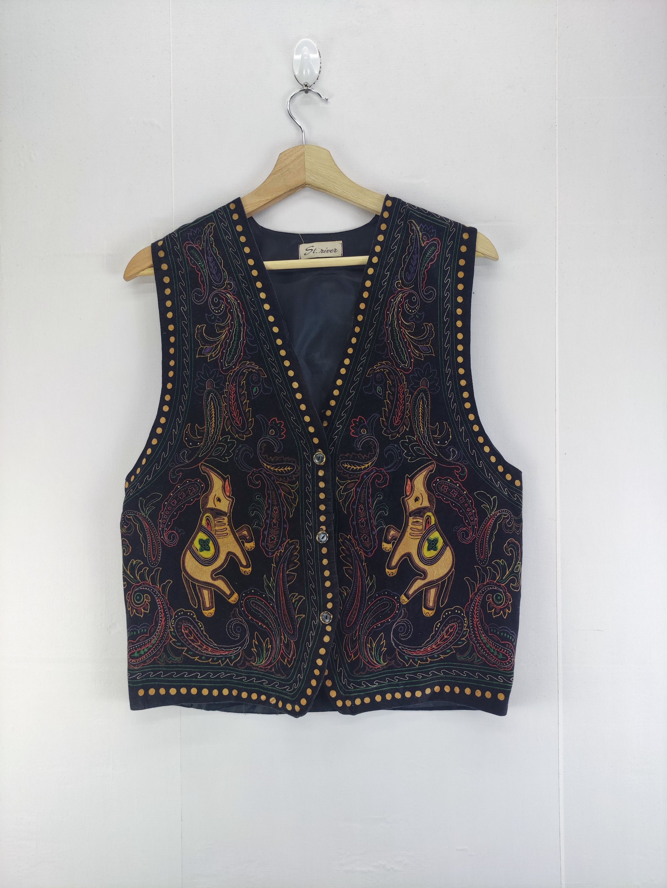 Japanese Brand Vintage Velvet Vest Logo Elephant By St River Size US M / EU 48-50 / 2 - 1 Thumbnail