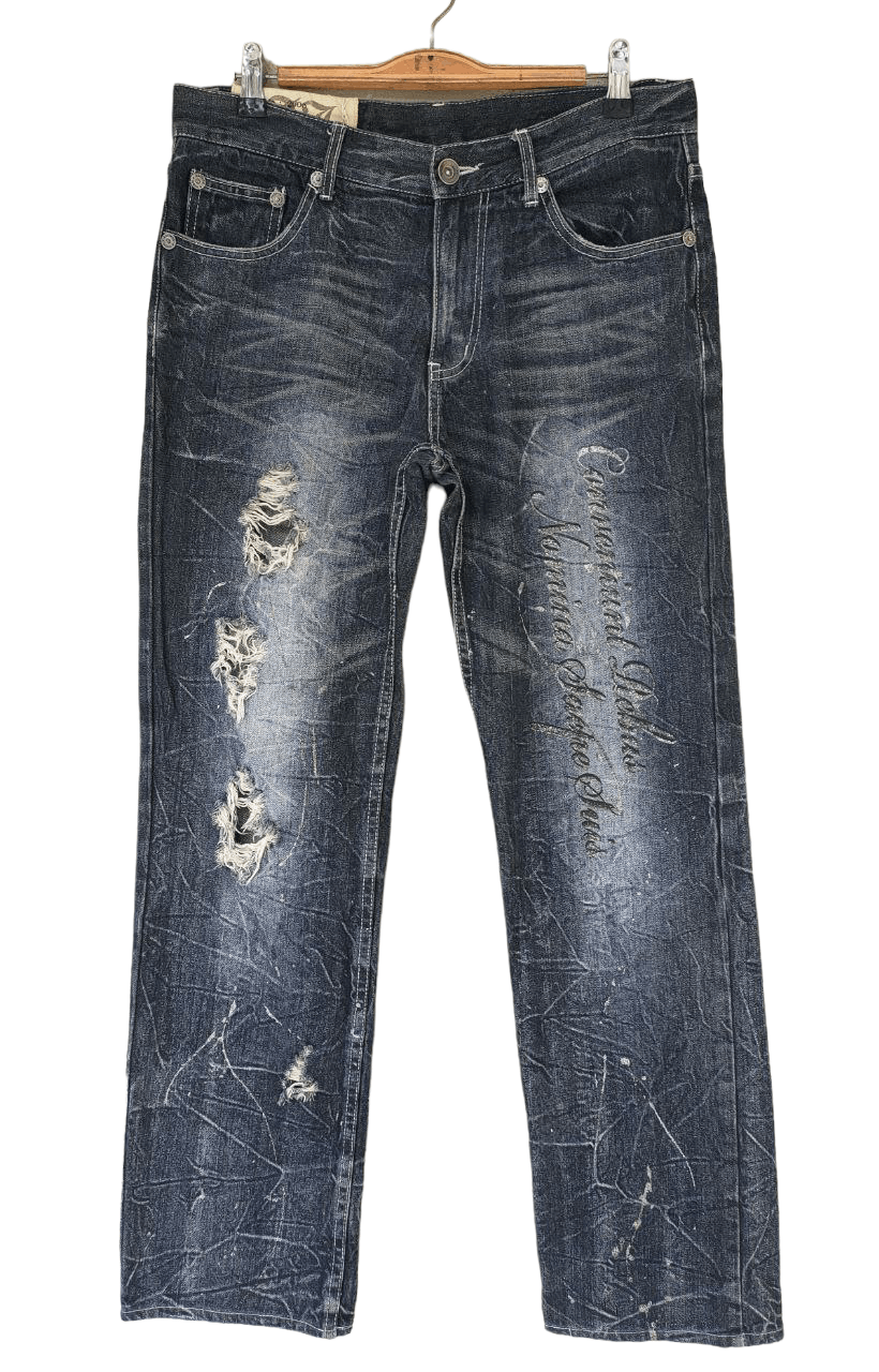 Japanese Brand Antful Jeans Angel Wings Distressed Denim Size US 31 - 2 Thumbnail