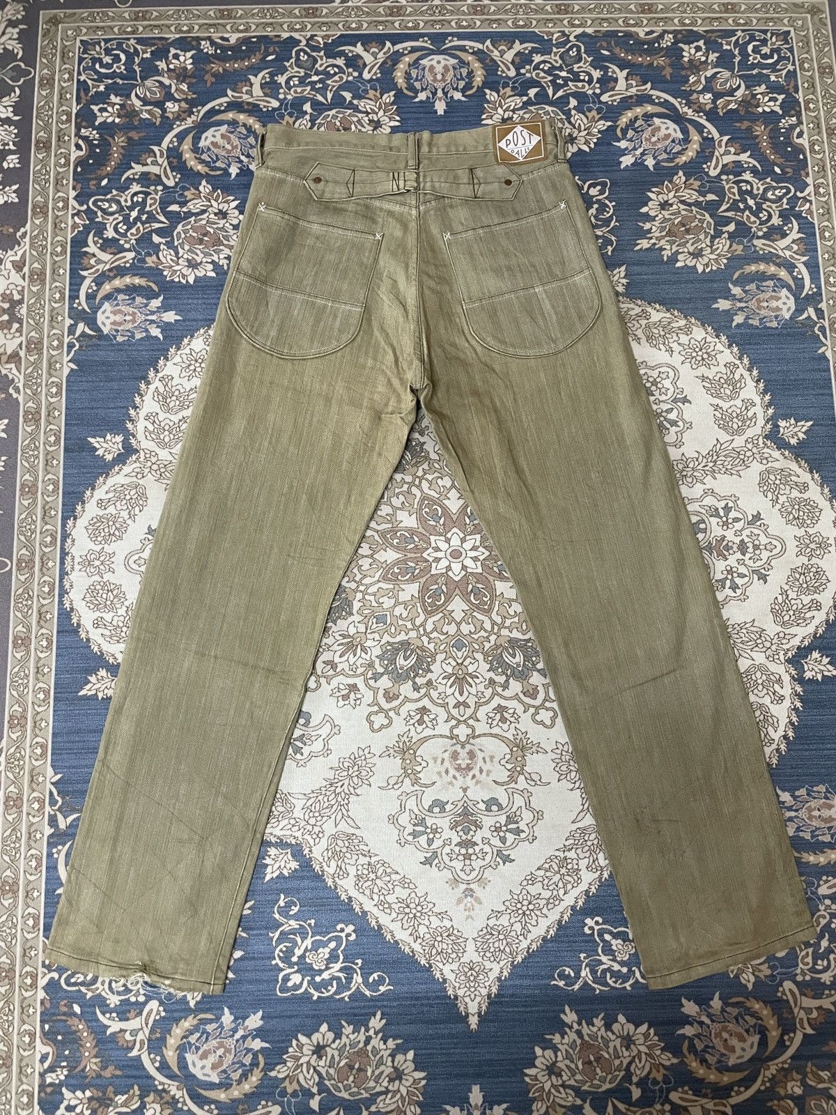 Japanese Brand Post O'alls Japanese Denim buckle back raw stone wash brown Size US 34 / EU 50 - 3 Thumbnail