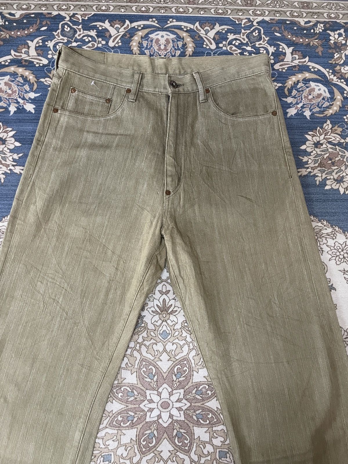 Japanese Brand Post O'alls Japanese Denim buckle back raw stone wash brown Size US 34 / EU 50 - 2 Thumbnail