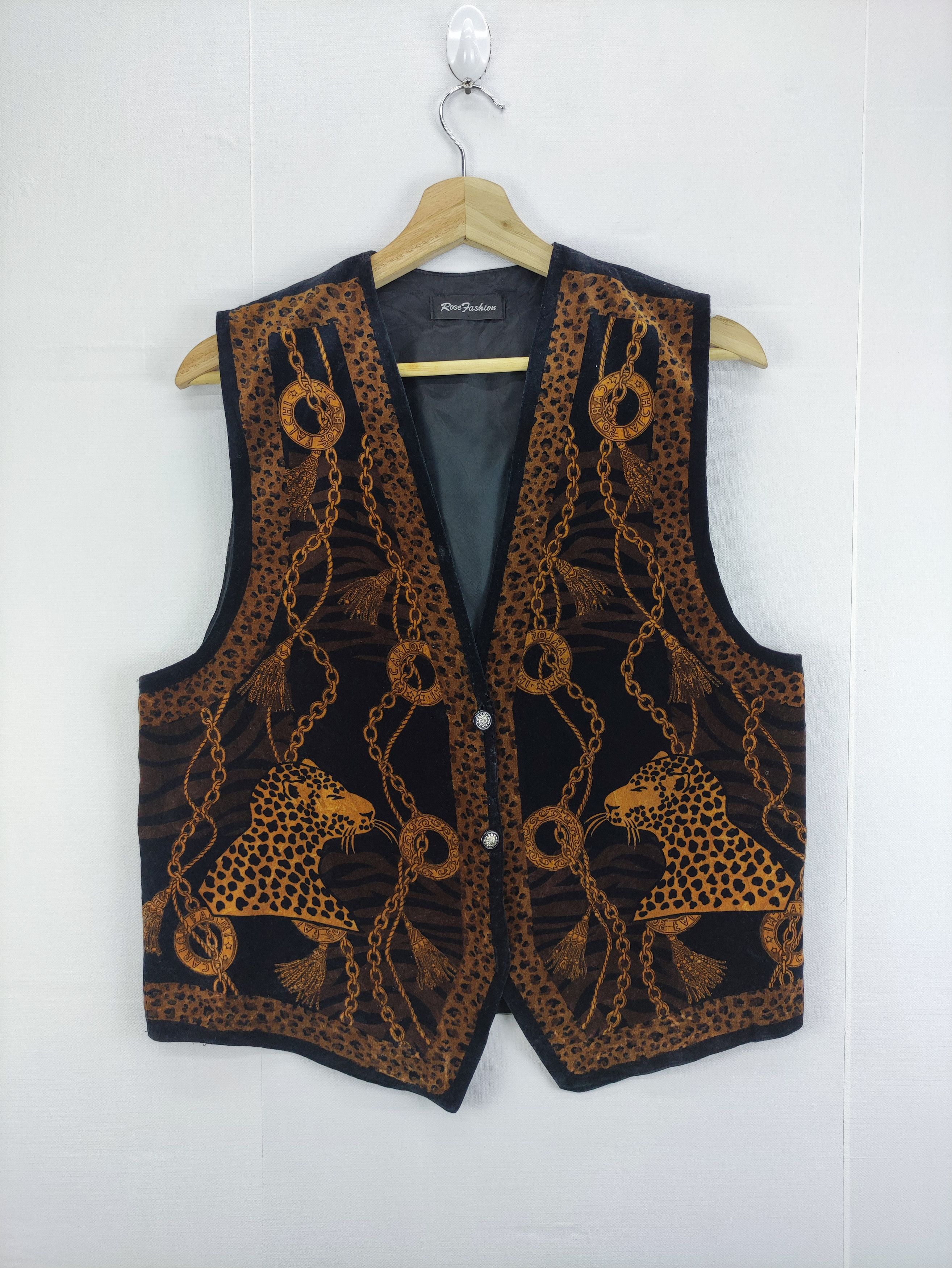 Japanese Brand Vintage Vest Leopard Velvet By Rose Fashion Size US M / EU 48-50 / 2 - 1 Thumbnail