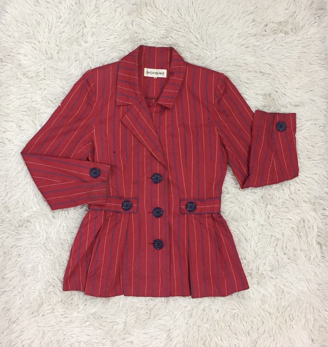 Yves Saint Laurent Vintage Yves Saint Laurent Peacoat Blazer Pin Striped Size ONE SIZE - 7 Thumbnail