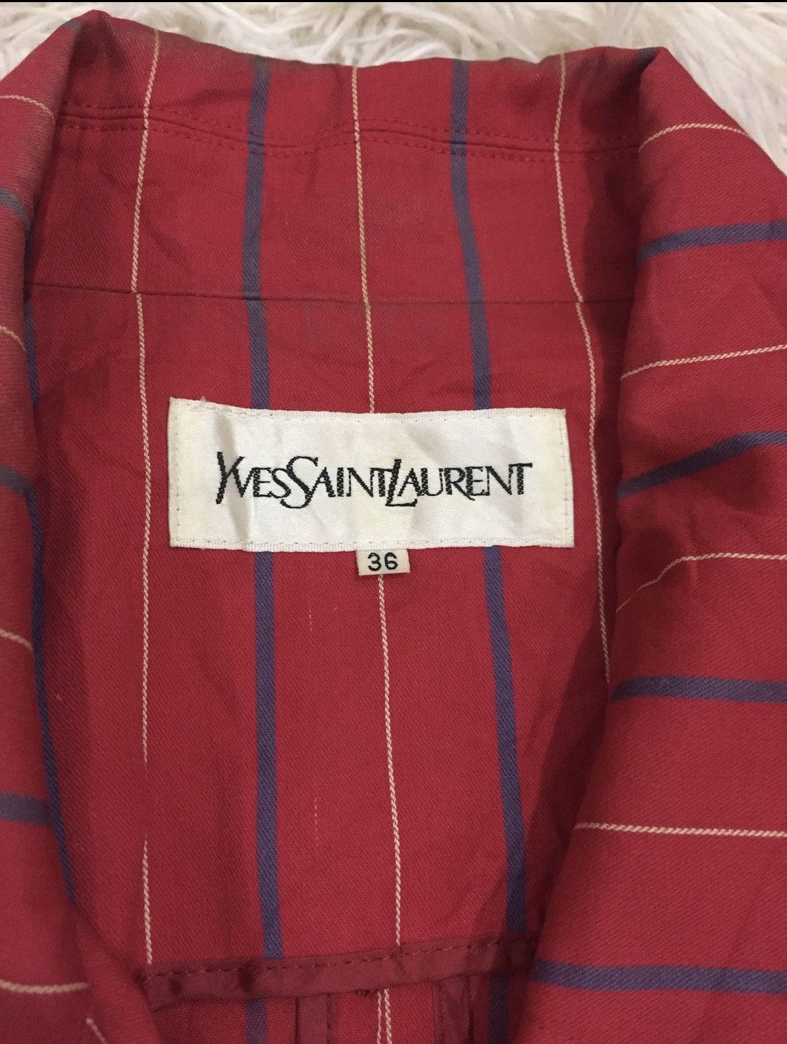 Yves Saint Laurent Vintage Yves Saint Laurent Peacoat Blazer Pin Striped Size ONE SIZE - 10 Thumbnail