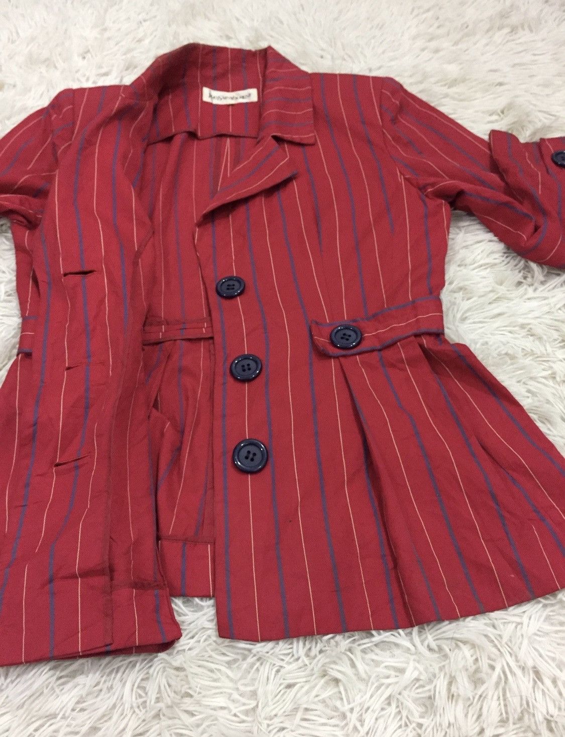 Yves Saint Laurent Vintage Yves Saint Laurent Peacoat Blazer Pin Striped Size ONE SIZE - 8 Thumbnail