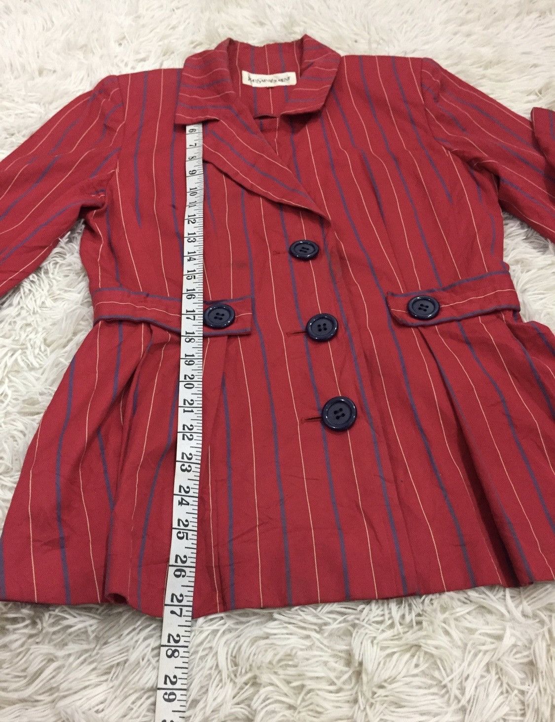 Yves Saint Laurent Vintage Yves Saint Laurent Peacoat Blazer Pin Striped Size ONE SIZE - 12 Thumbnail