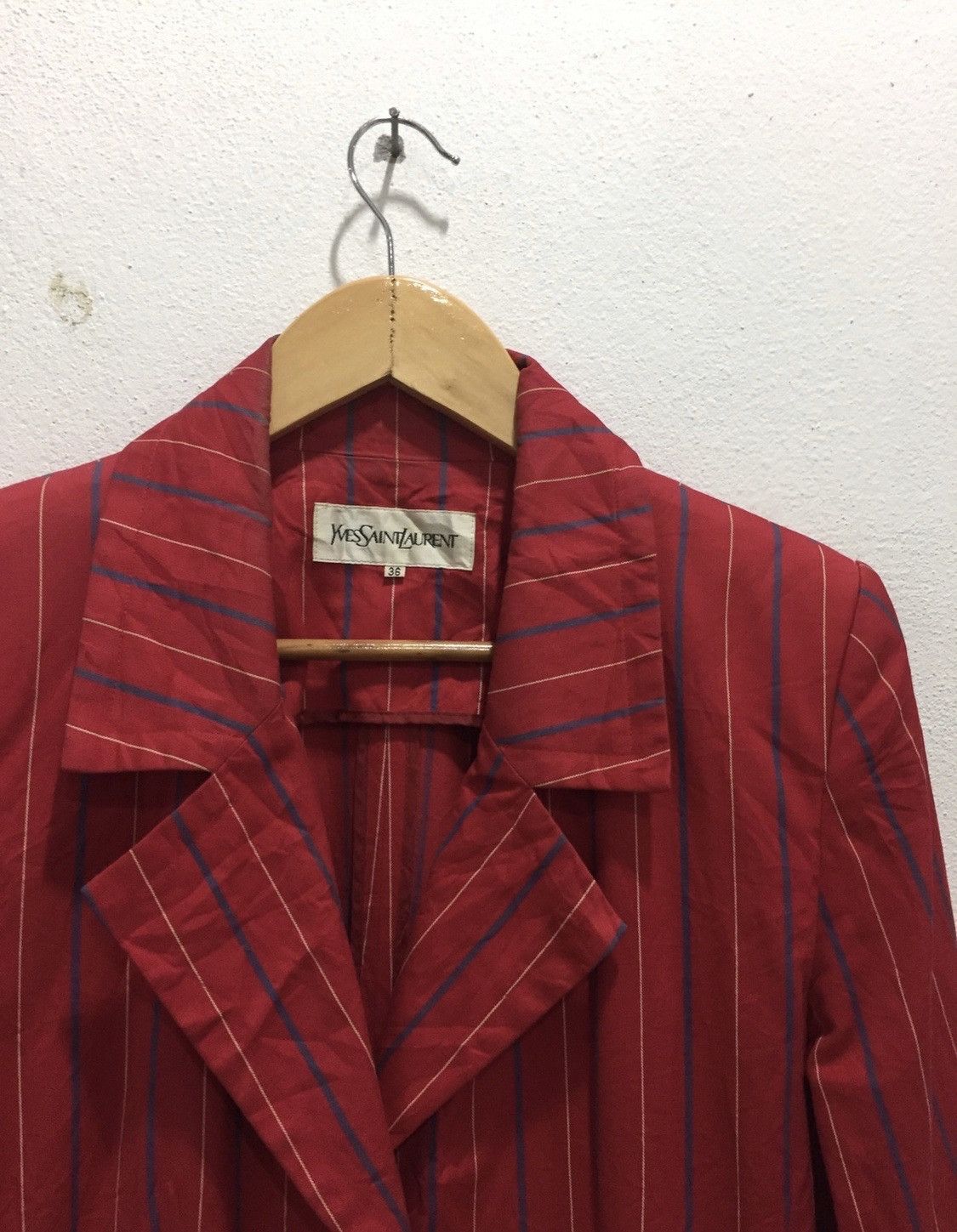 Yves Saint Laurent Vintage Yves Saint Laurent Peacoat Blazer Pin Striped Size ONE SIZE - 3 Thumbnail