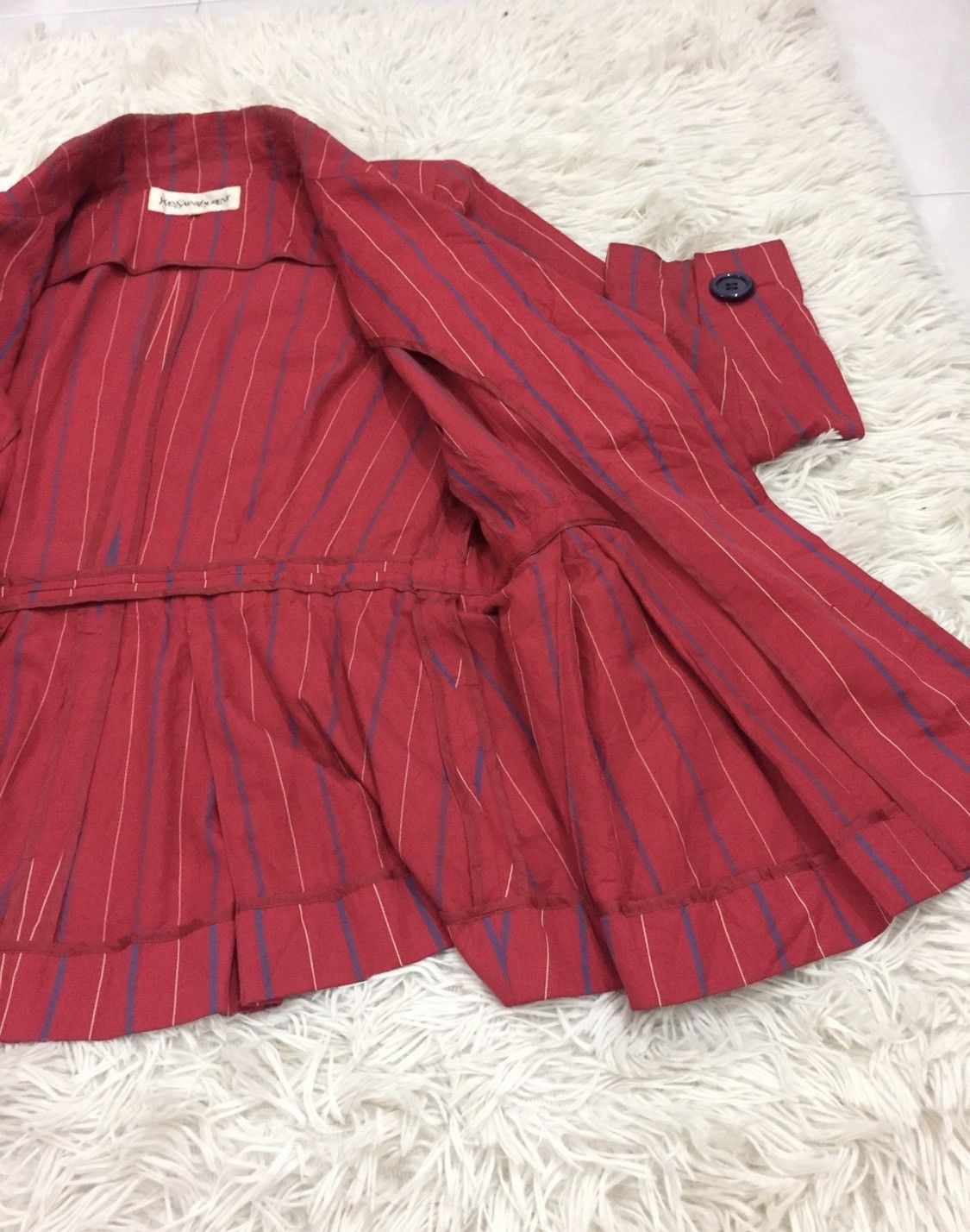 Yves Saint Laurent Vintage Yves Saint Laurent Peacoat Blazer Pin Striped Size ONE SIZE - 9 Thumbnail