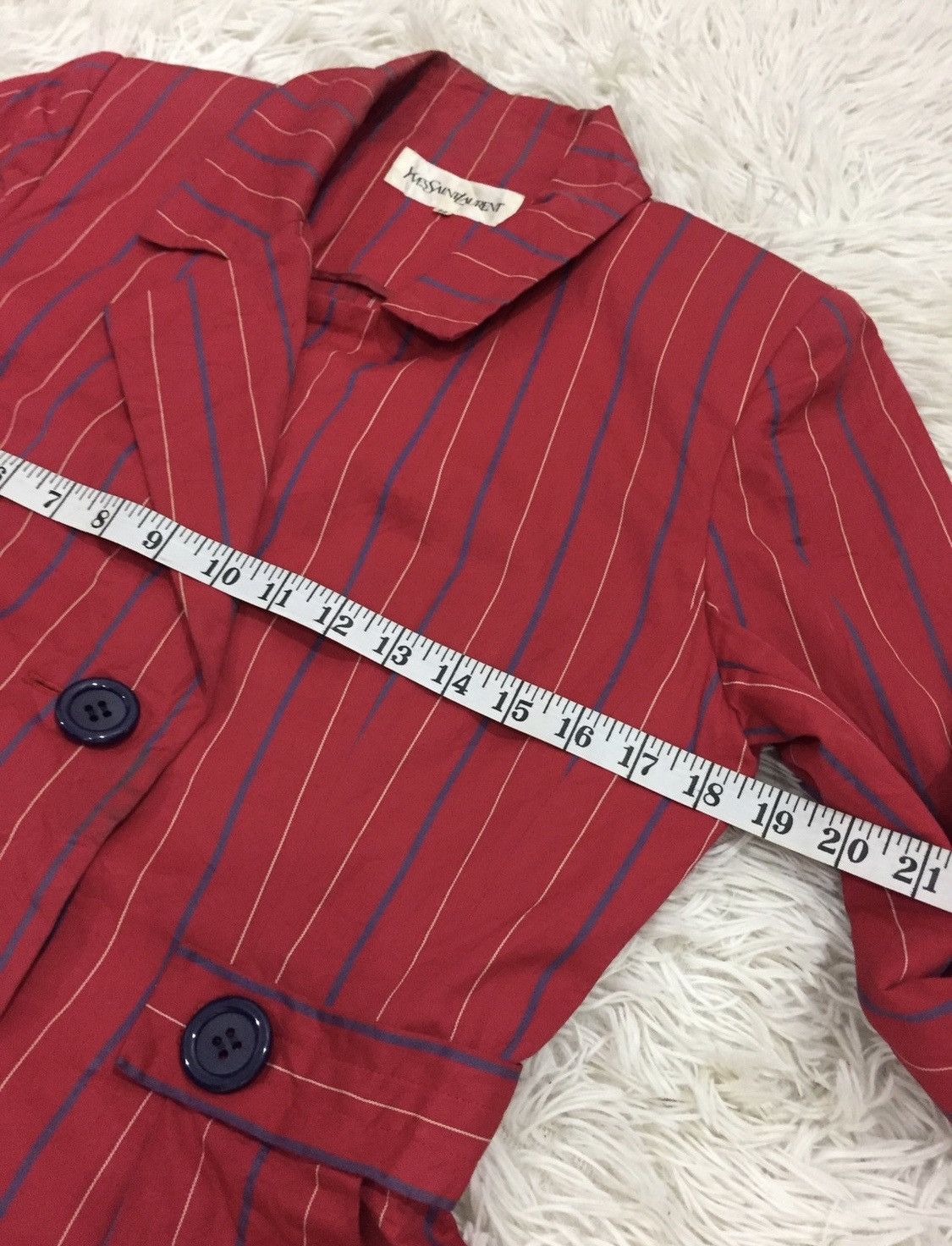 Yves Saint Laurent Vintage Yves Saint Laurent Peacoat Blazer Pin Striped Size ONE SIZE - 13 Thumbnail