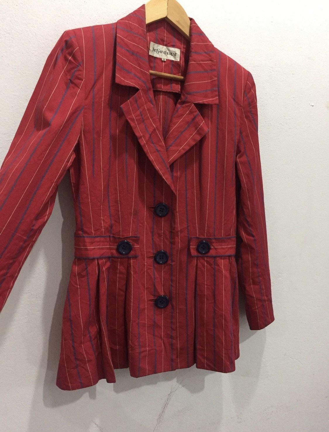Yves Saint Laurent Vintage Yves Saint Laurent Peacoat Blazer Pin Striped Size ONE SIZE - 4 Thumbnail