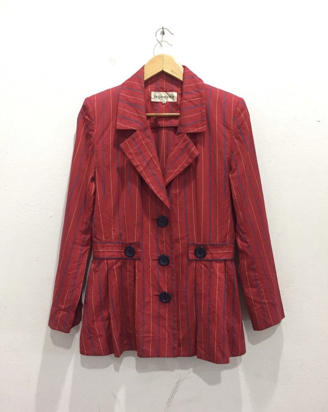 Yves Saint Laurent Vintage Yves Saint Laurent Peacoat Blazer Pin Striped Size ONE SIZE - 1 Thumbnail