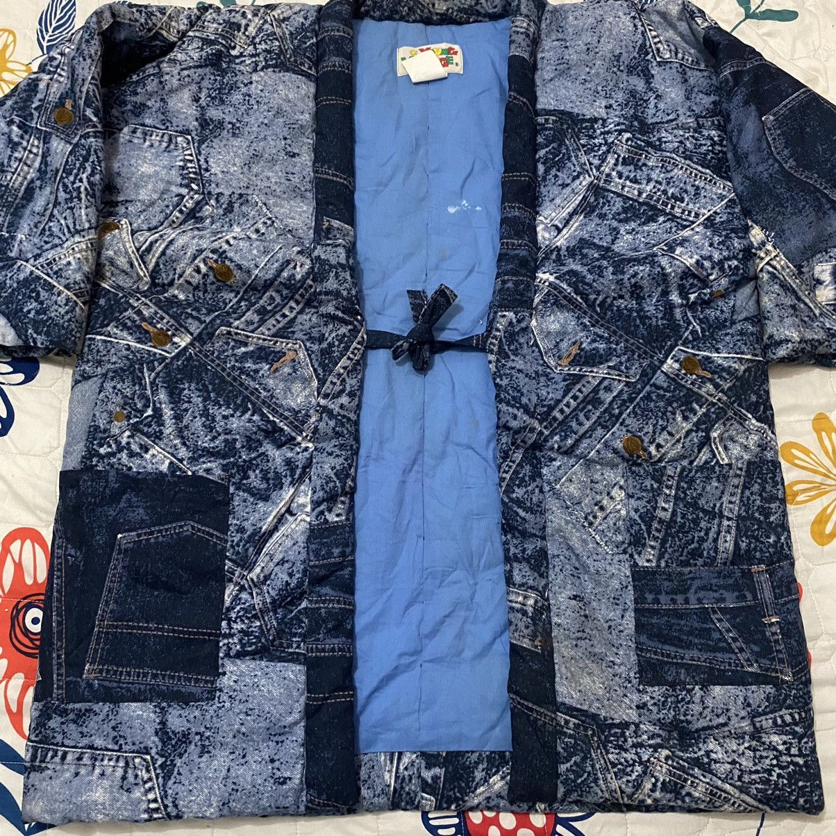 Japanese Brand OFFER🔥Vintage Kimono Printed Denim Jeans Style Cardigan Size US XL / EU 56 / 4 - 6 Thumbnail