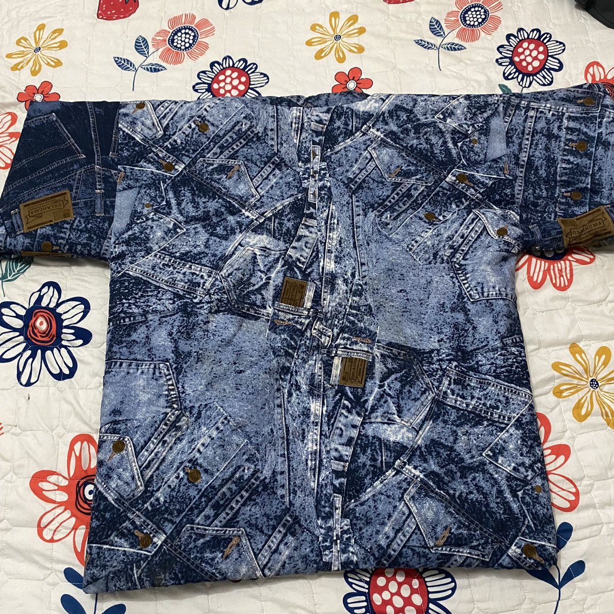 Japanese Brand OFFER🔥Vintage Kimono Printed Denim Jeans Style Cardigan Size US XL / EU 56 / 4 - 2 Thumbnail