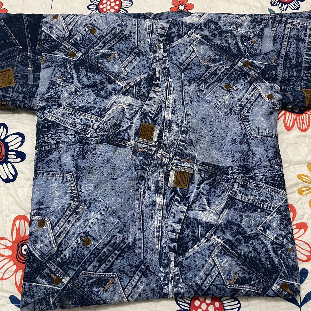 Japanese Brand OFFER🔥Vintage Kimono Printed Denim Jeans Style Cardigan Size US XL / EU 56 / 4 - 3 Thumbnail