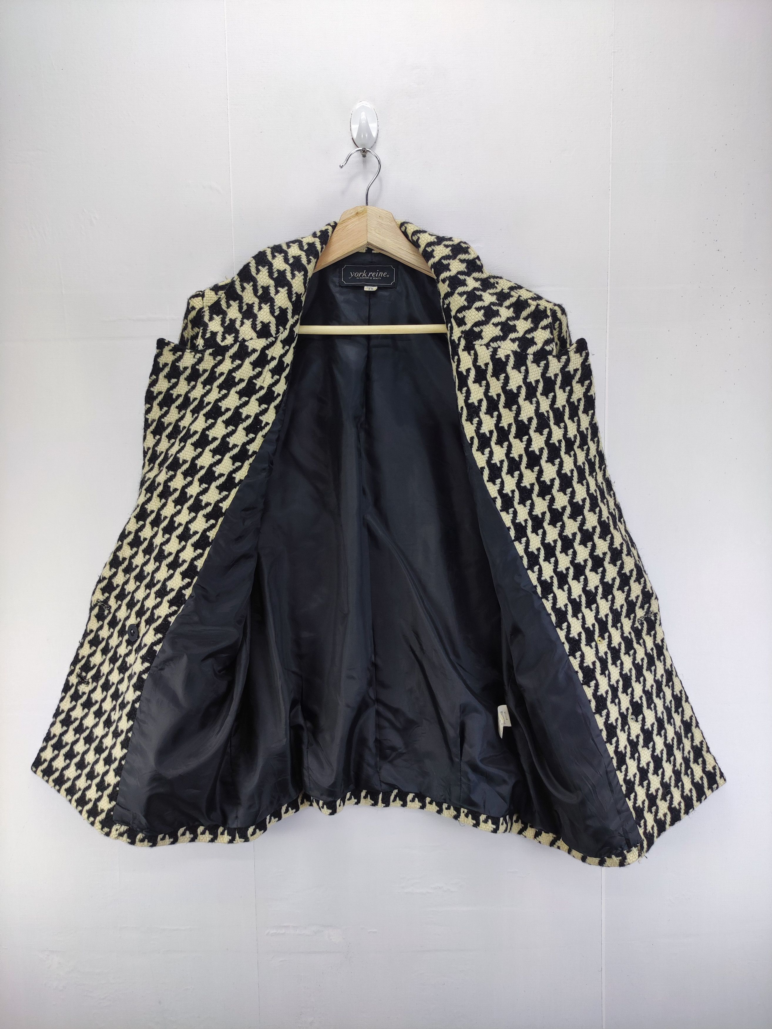Japanese Brand Vintage Houndstooth Wool Coat Blazers By York Reine Size S / US 4 / IT 40 - 4 Thumbnail