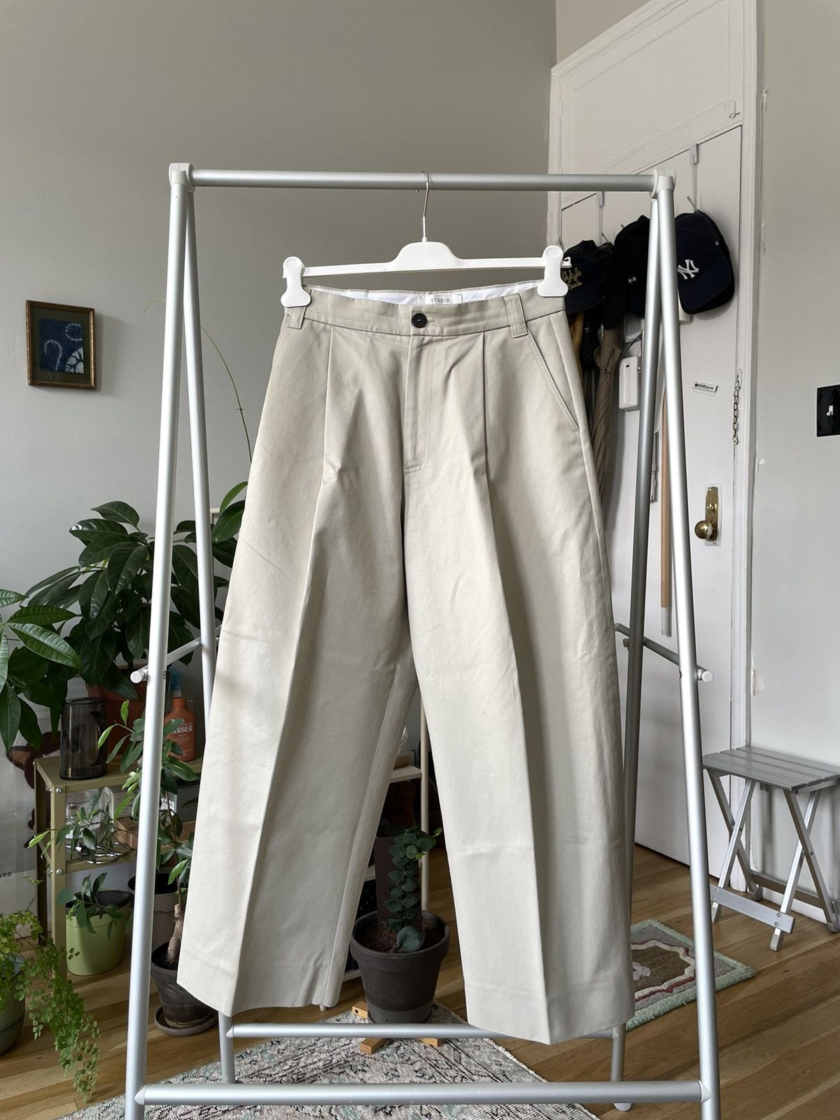 Pre-owned Studio Nicholson Wide Cream Pants In Beige