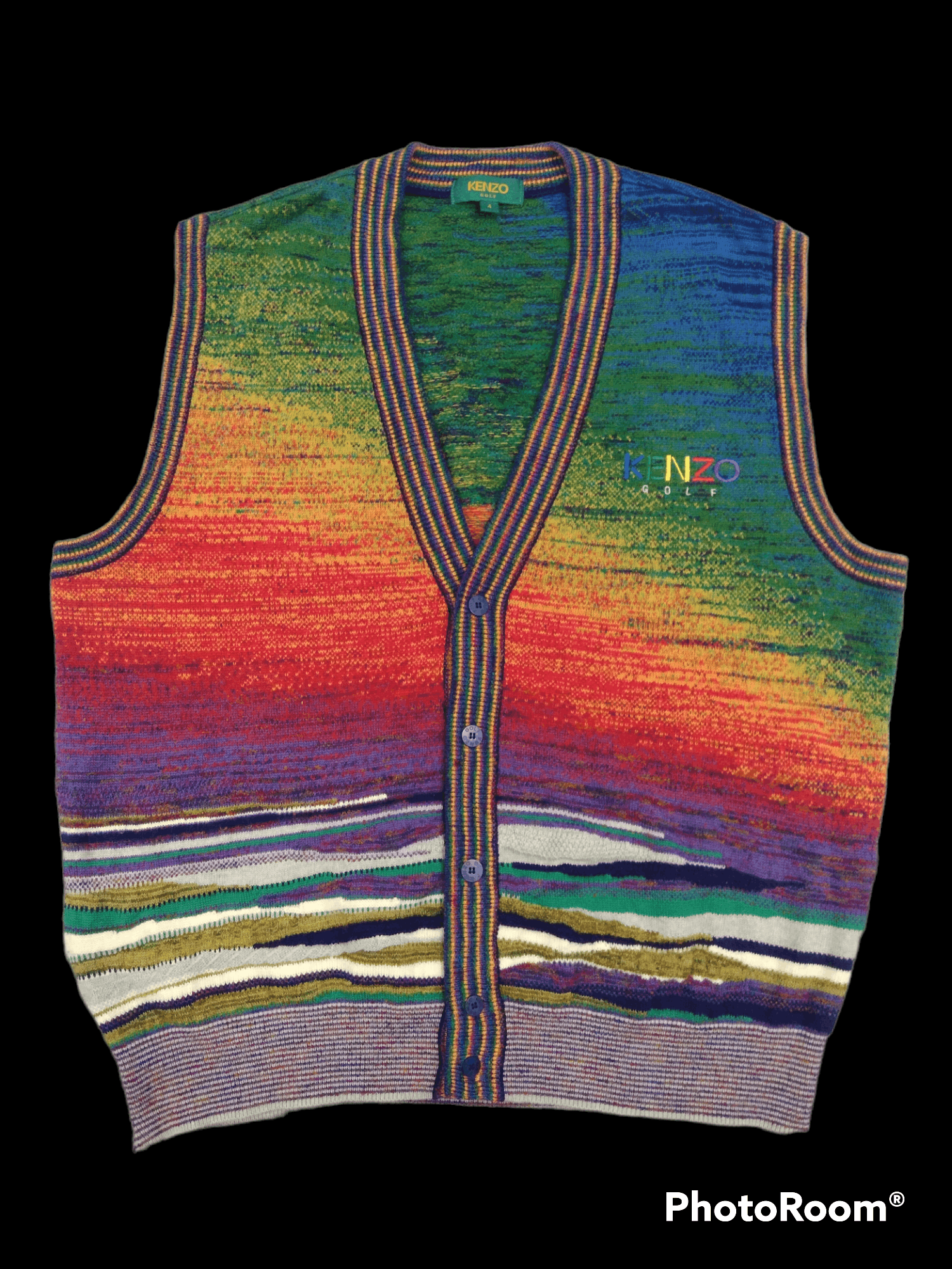 image of Kenzo Knit Multicolour Vest Made In Japan, Men's (Size Large)
